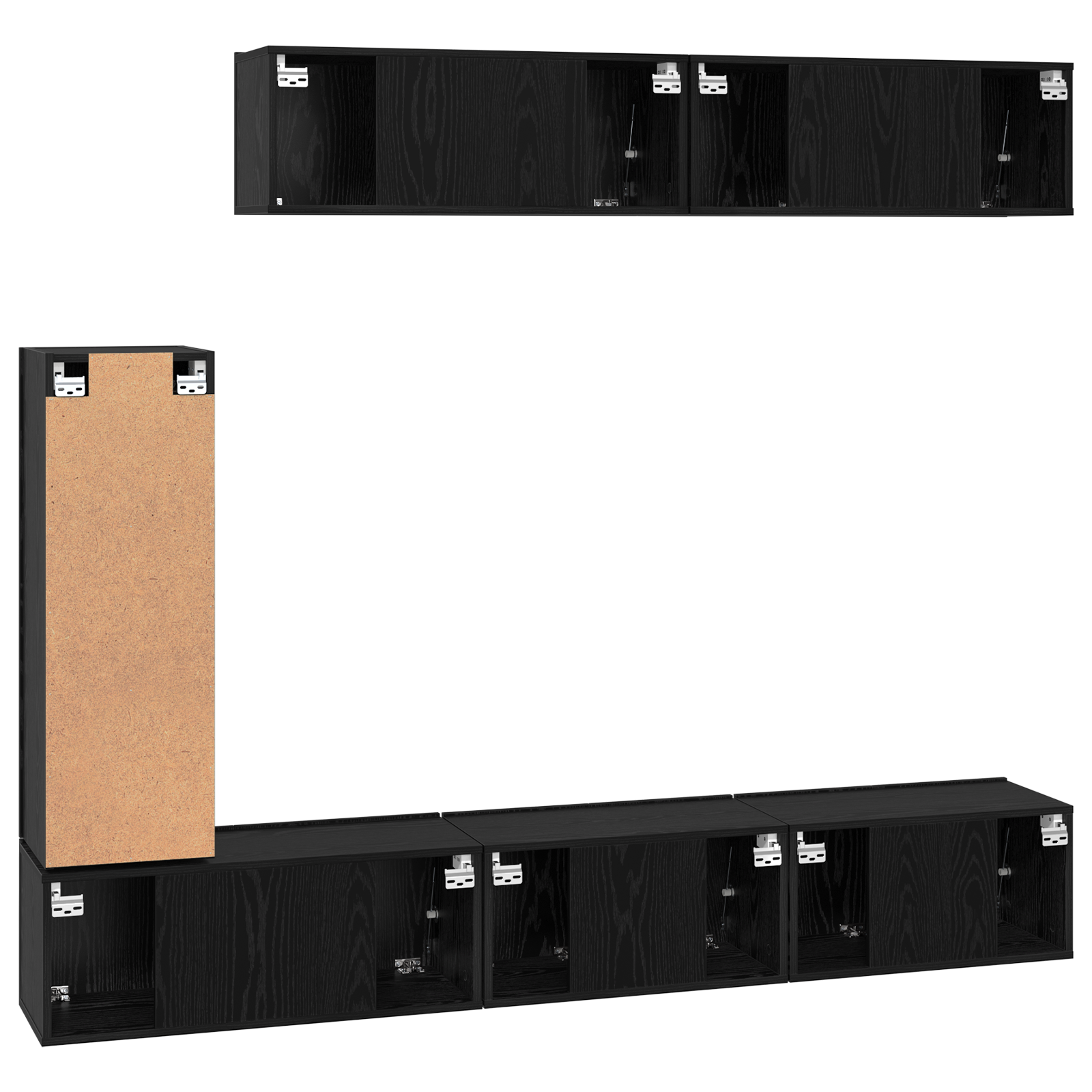 Set comodă TV cu raft Pe perete Altele 6 pcs Stejar negru 30.5 x 30 x 90 cm GartenMobel Dekor