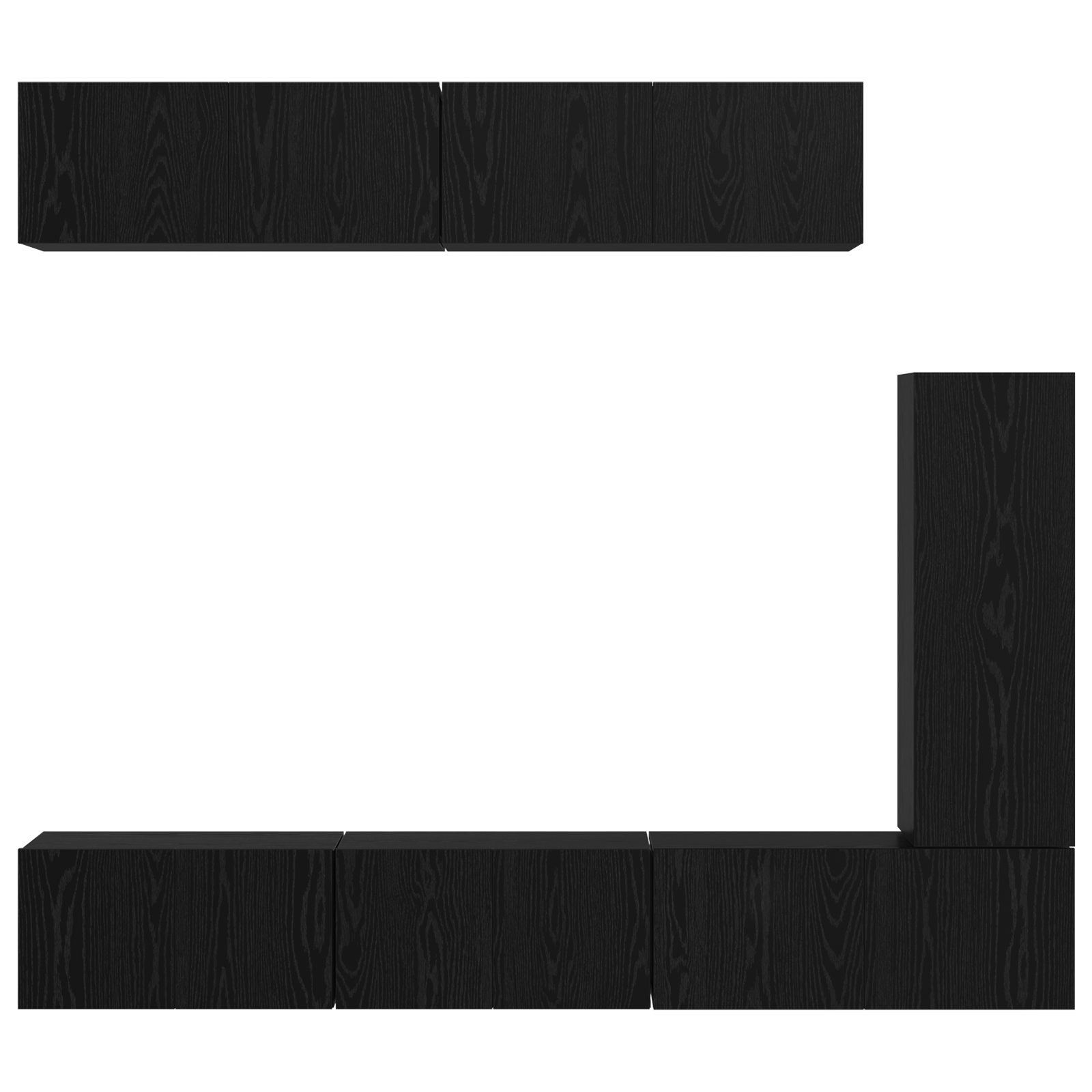 Set comodă TV cu raft Pe perete Altele 6 pcs Stejar negru 30.5 x 30 x 90 cm GartenMobel Dekor