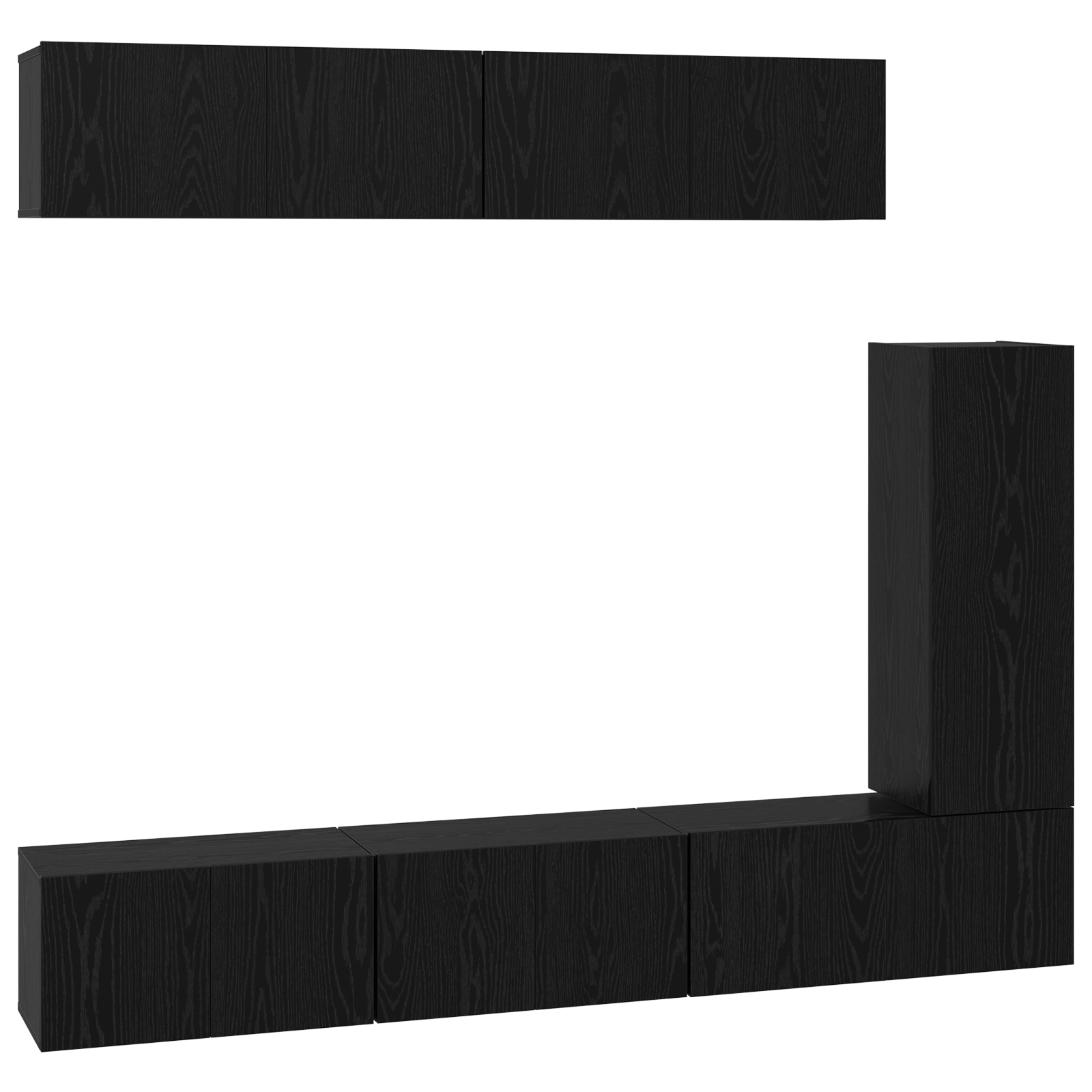 Set comodă TV cu raft Pe perete Altele 6 pcs Stejar negru 30.5 x 30 x 90 cm GartenMobel Dekor