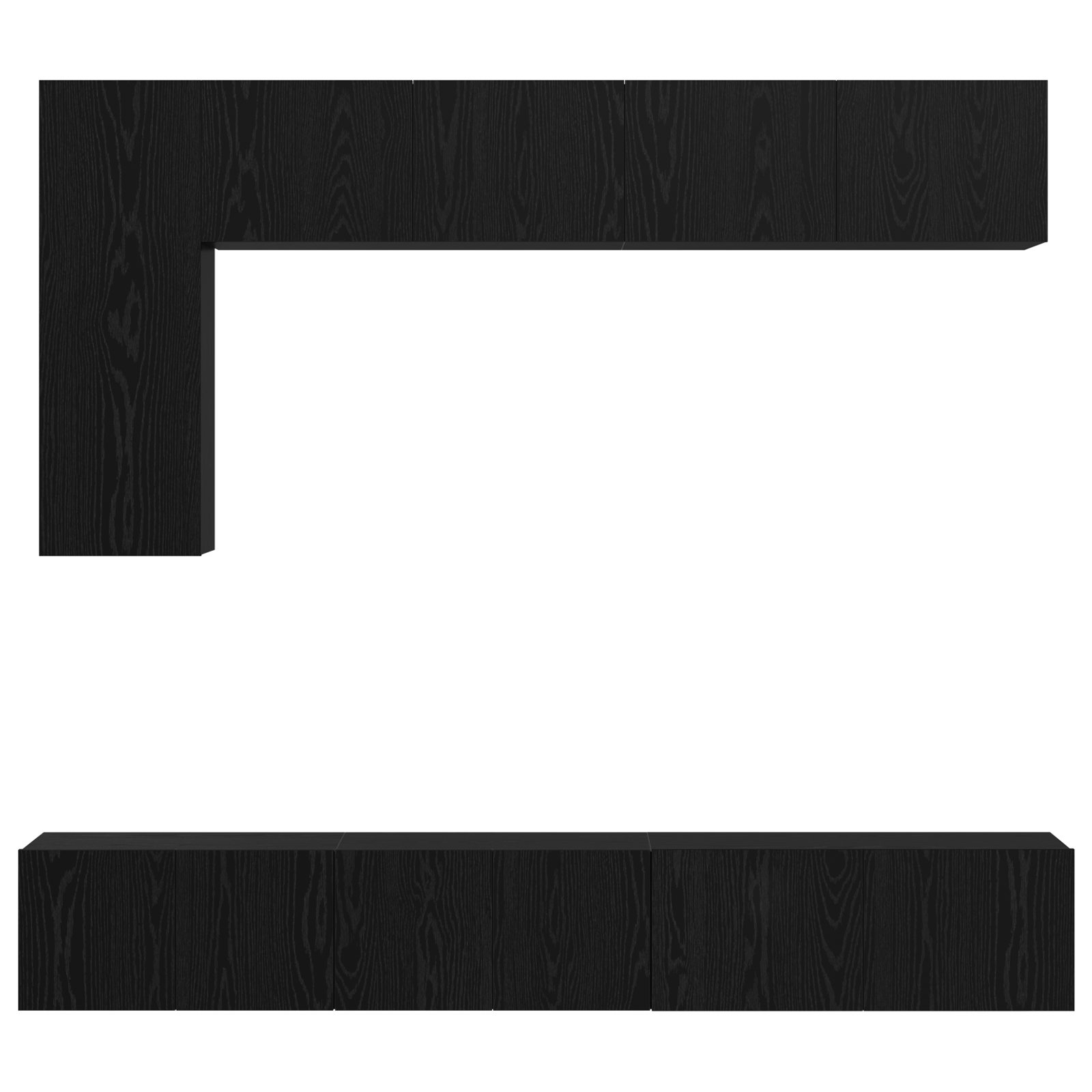 Set de dulap TV cu raft Altele 6 pcs Stejar negru 30.5 x 30 x 90 cm GartenMobel Dekor