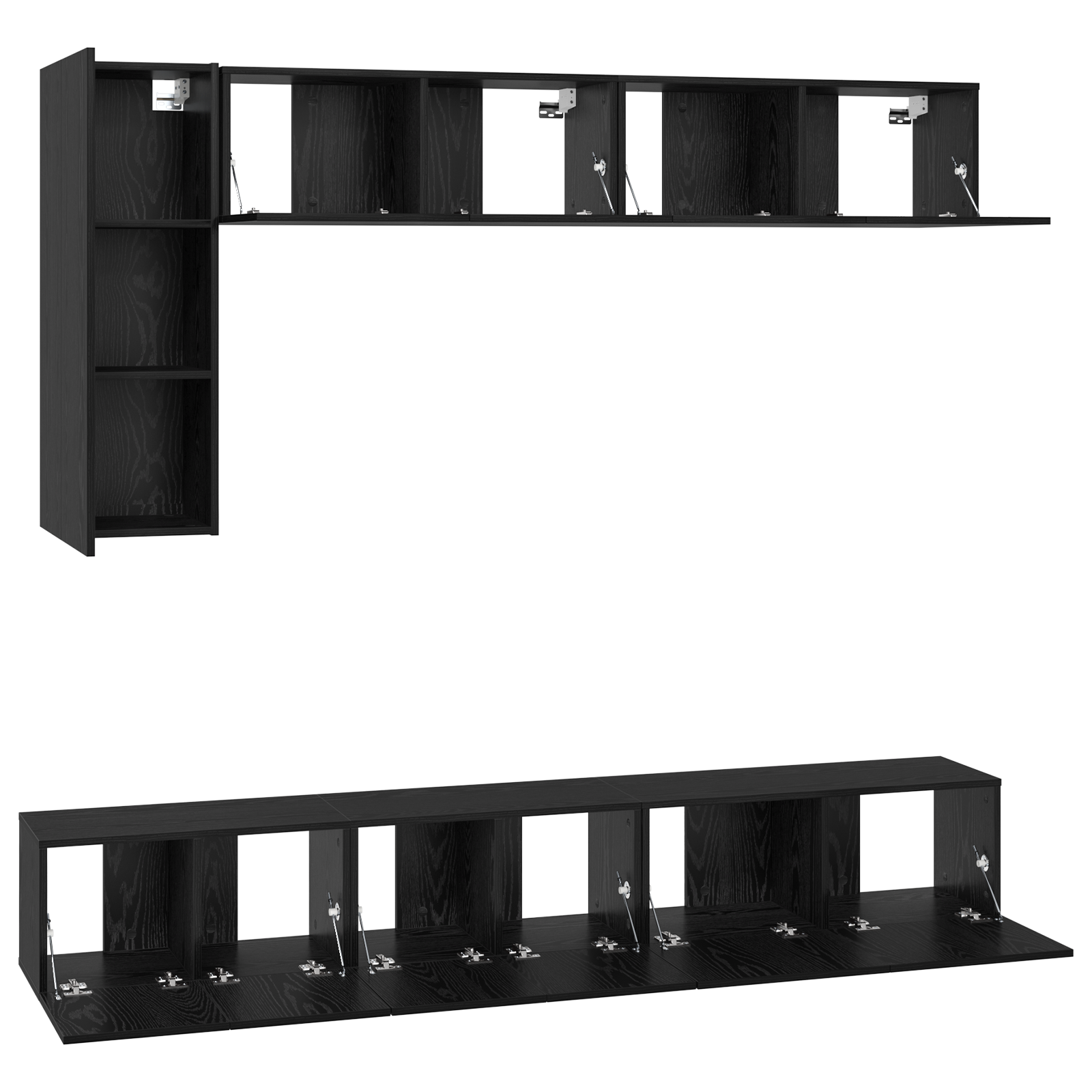 Set de dulap TV cu raft Altele 6 pcs Stejar negru 30.5 x 30 x 90 cm GartenMobel Dekor