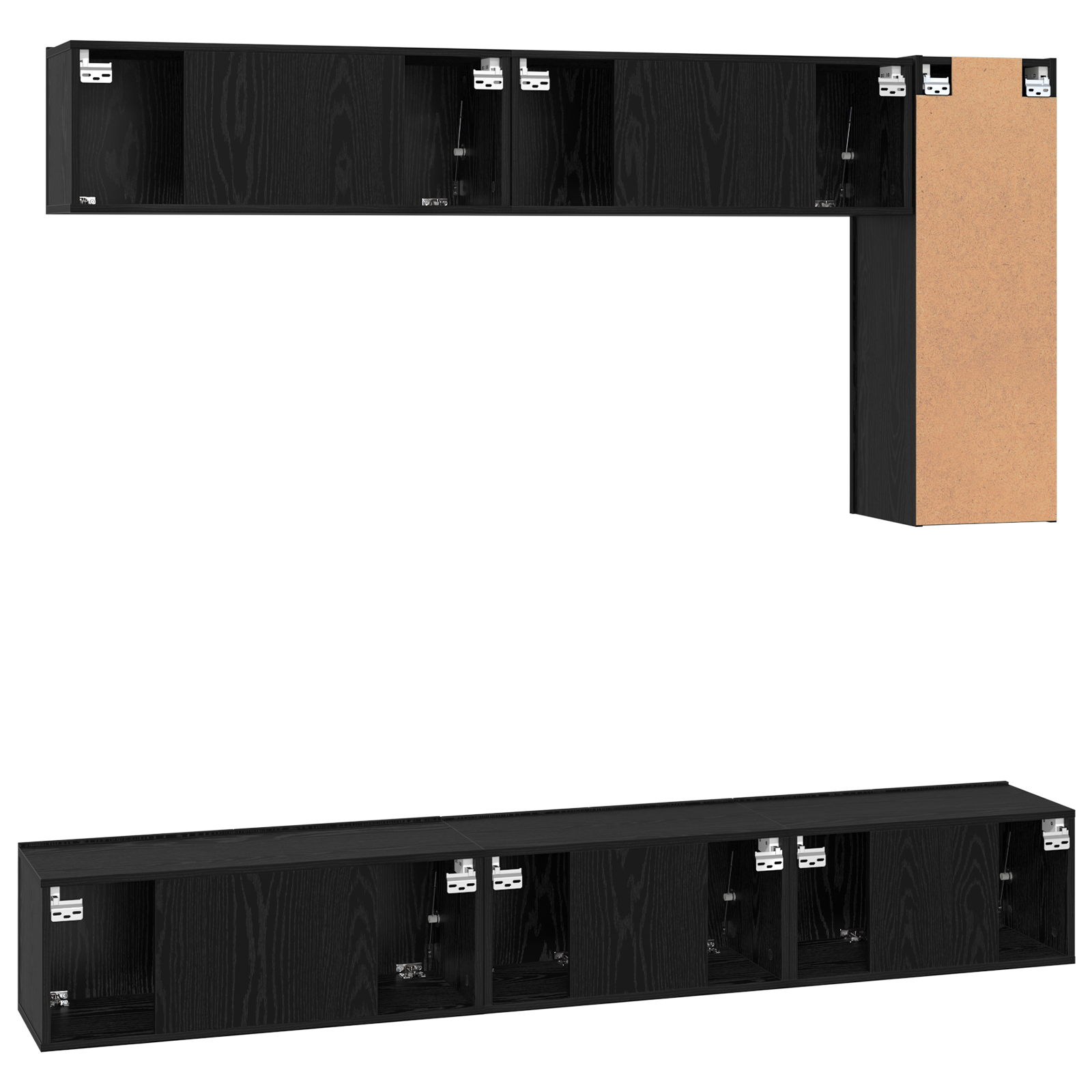 Set de dulap TV cu raft Altele 6 pcs Stejar negru 30.5 x 30 x 90 cm GartenMobel Dekor