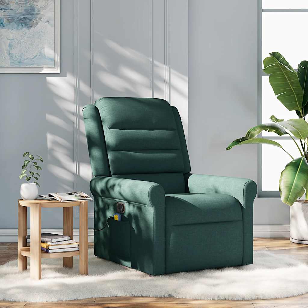 Fotoliu de masaj rabatabil, verde închis, material textil GartenMobel Dekor