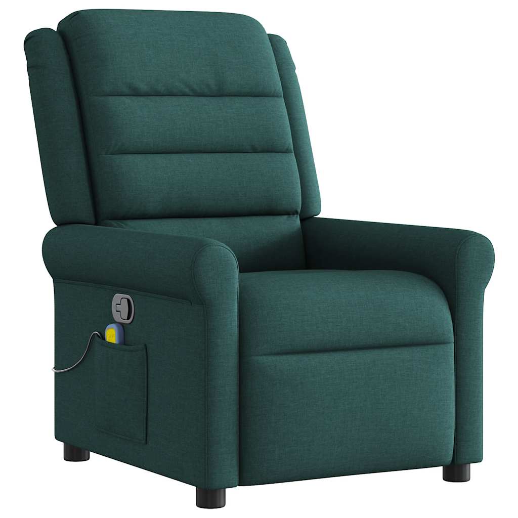 Fotoliu de masaj rabatabil, verde închis, material textil GartenMobel Dekor