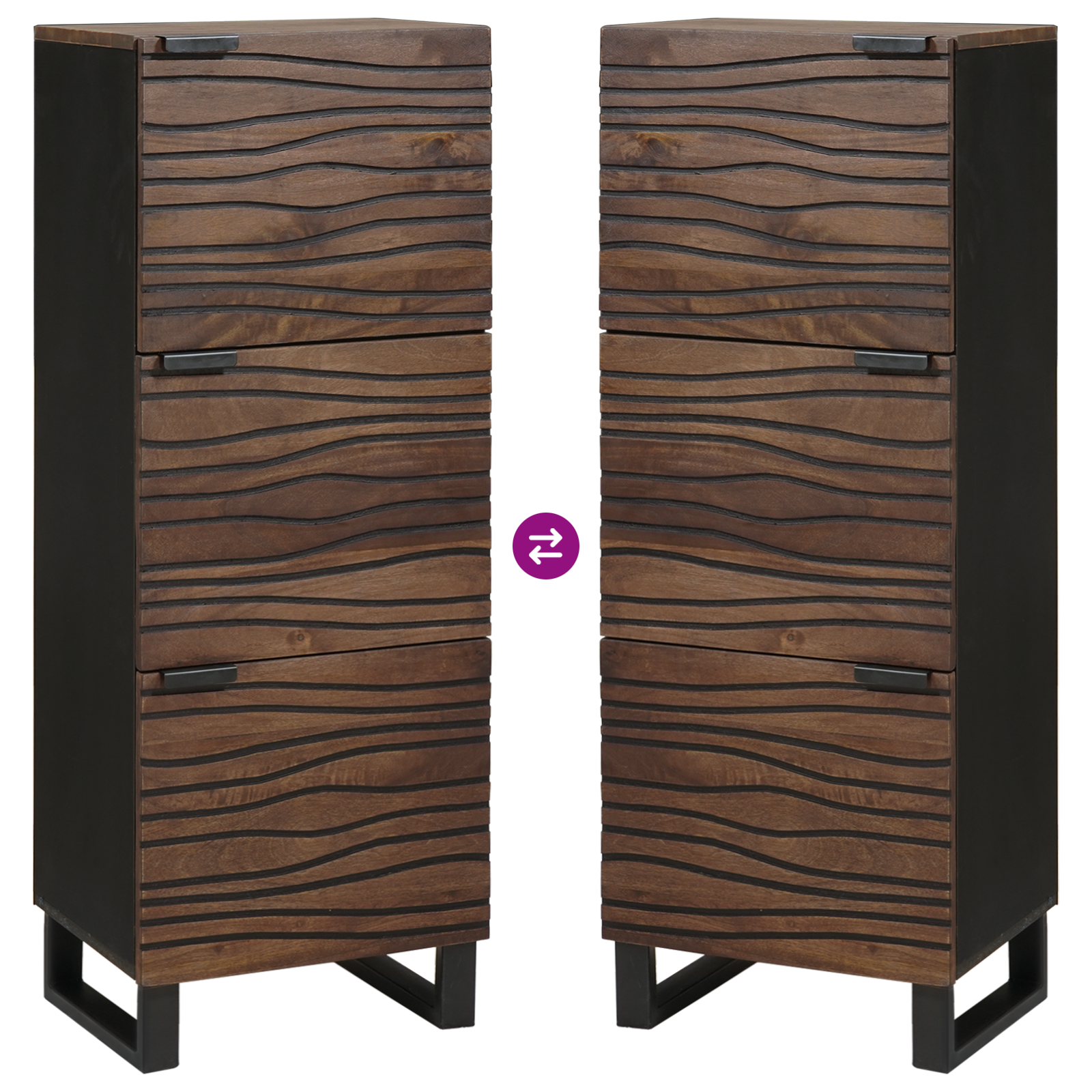 Highboard din lemn de nuc cu raft Altele cu depozitare cu ușă Maro 40 x 33.5 x 110 cm GartenMobel Dekor