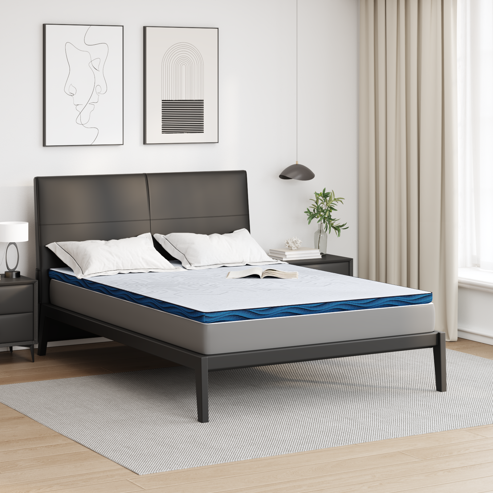 Păturile pentru saltea Alb și albastru 160 x 200 cm GartenMobel Dekor