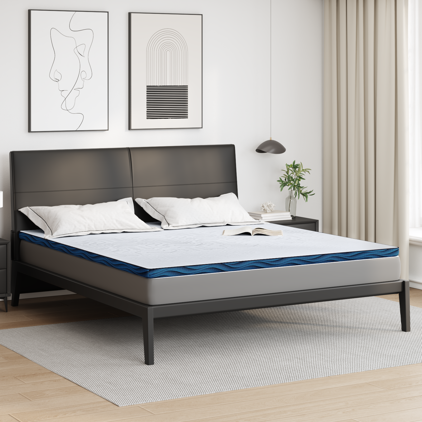 Păturile pentru saltea Alb și albastru 200 x 200 cm GartenMobel Dekor