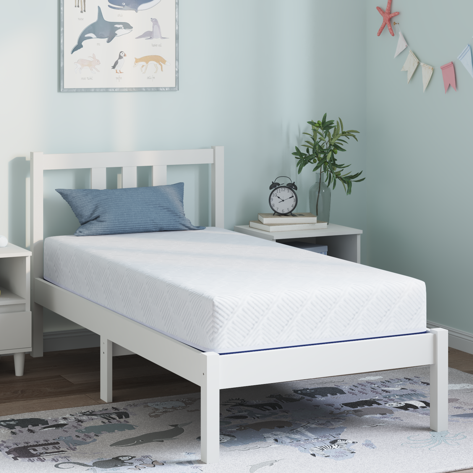 Saltele Alb și albastru Țesătură jacquard din poliester 100% GartenMobel Dekor