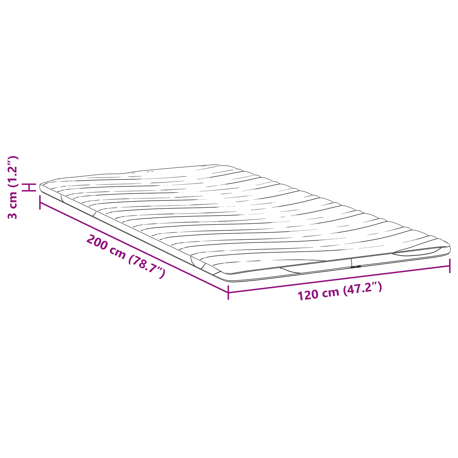 Păturile pentru saltea Alb 120 x 200 cm Polyester fără adeziv GartenMobel Dekor