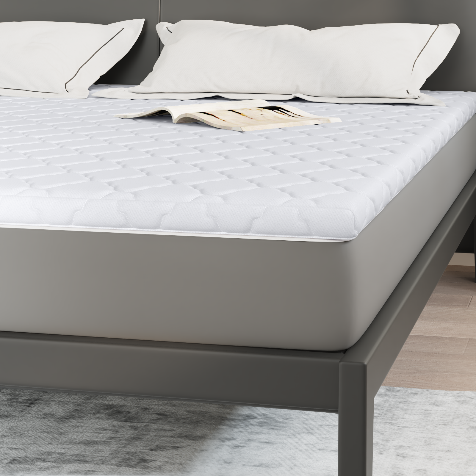 Păturile pentru saltea Alb 200 x 200 cm Polyester fără adeziv GartenMobel Dekor