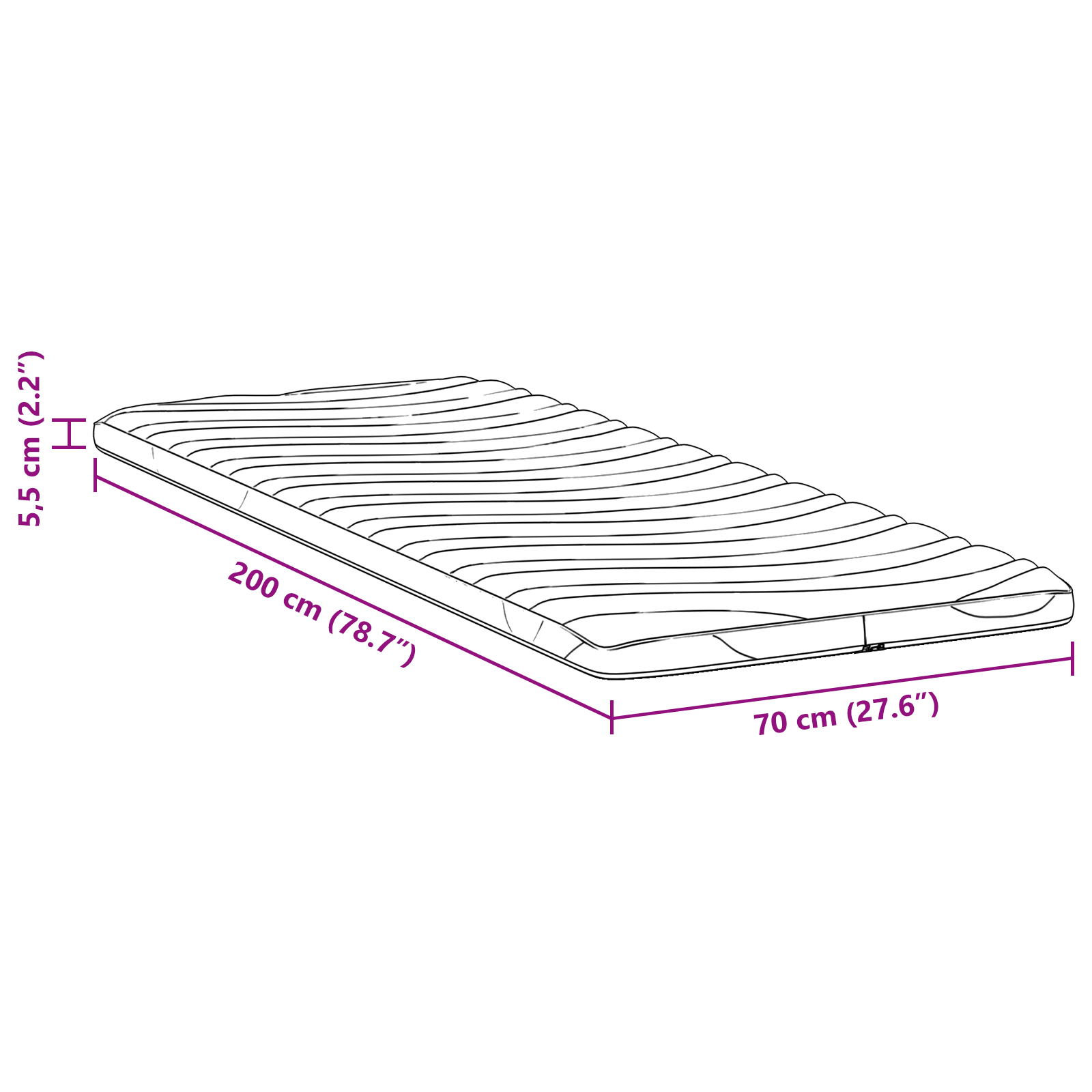 Păturile pentru saltea Alb 70 x 200 cm Polyester fără adeziv GartenMobel Dekor