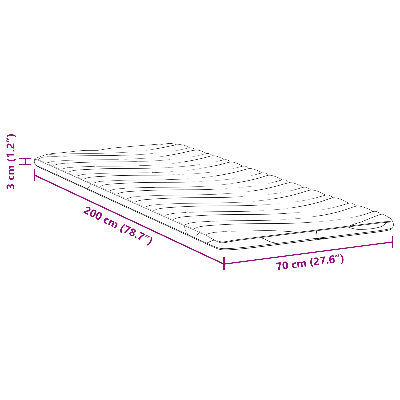 Păturile pentru saltea Alb 70 x 200 cm Polyester fără adeziv GartenMobel Dekor
