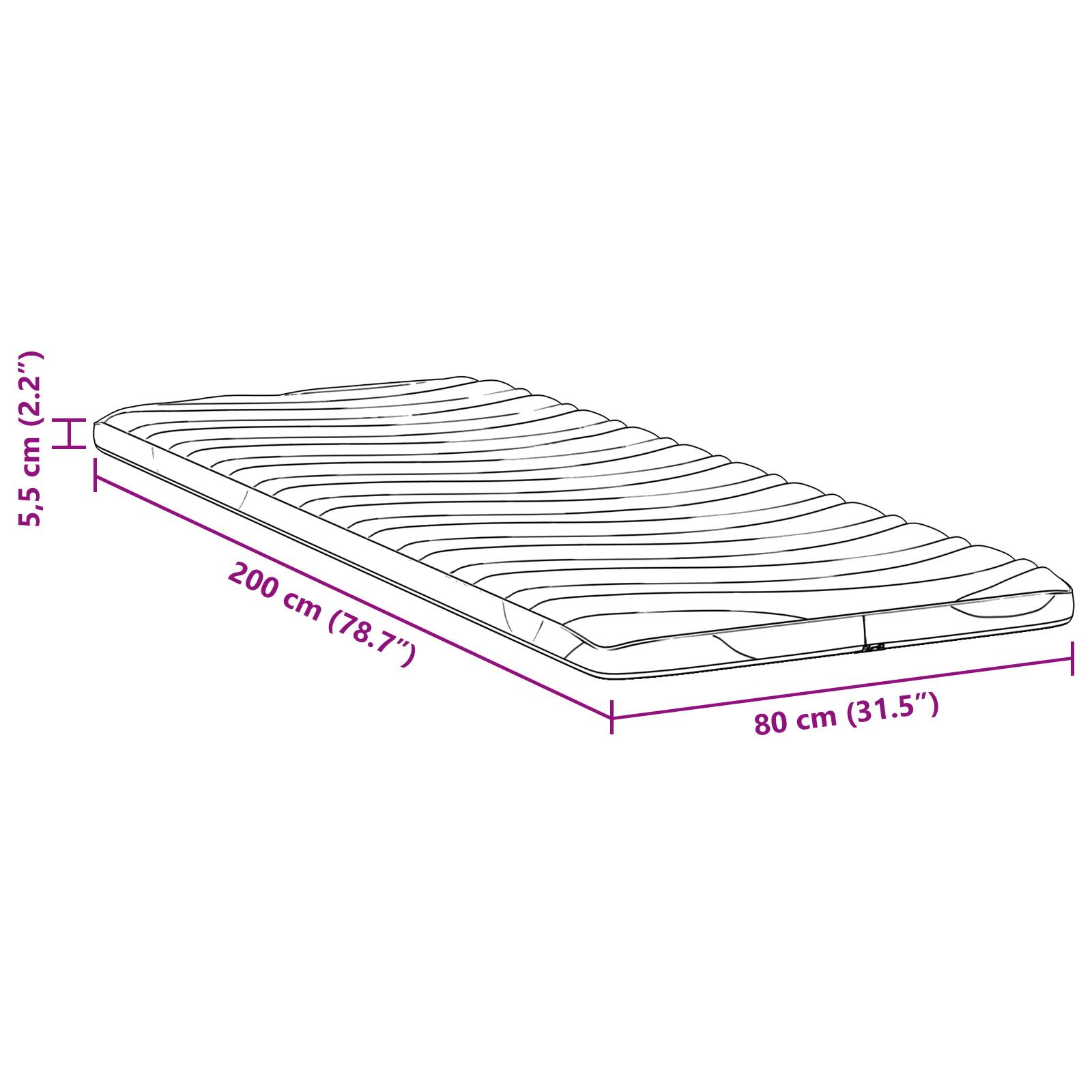 Păturile pentru saltea Alb 80 x 200 cm Polyester fără adeziv GartenMobel Dekor