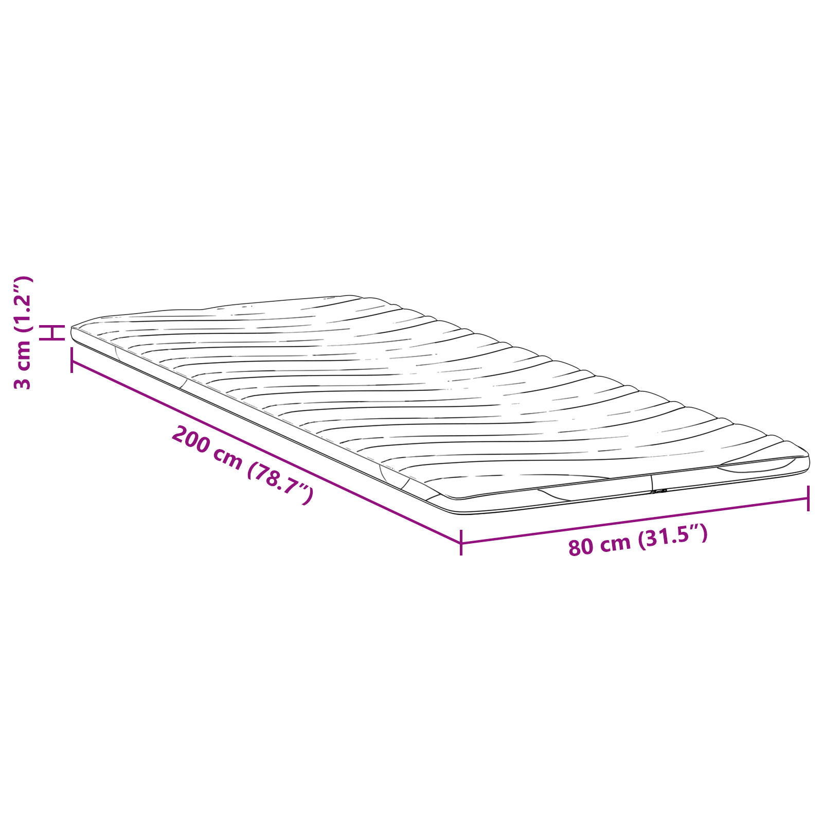 Păturile pentru saltea Alb 80 x 200 cm Polyester fără adeziv GartenMobel Dekor