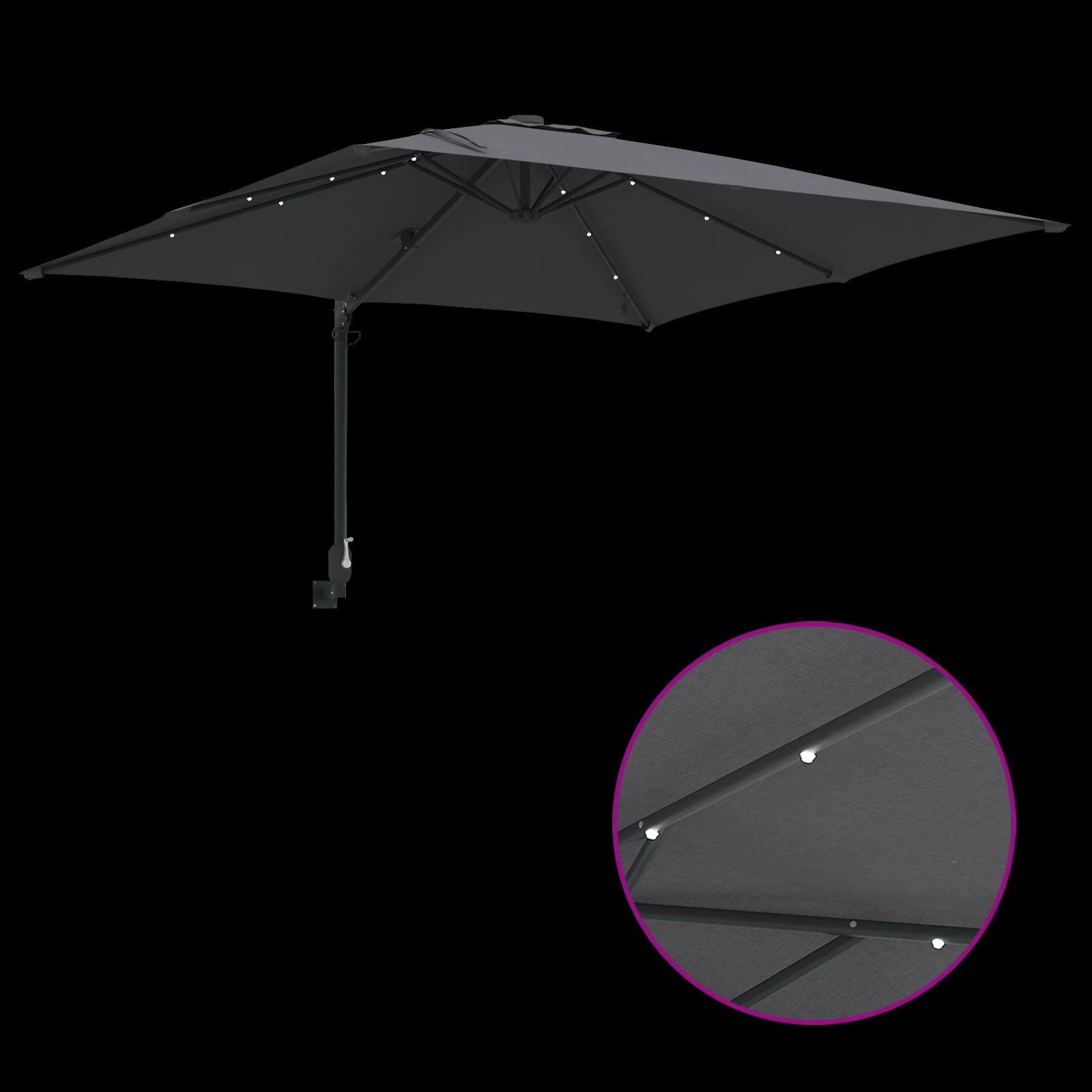 Parasol de Grădină Antracit 248.5 x 247.5 x 160 cm țesătură GartenMobel Dekor