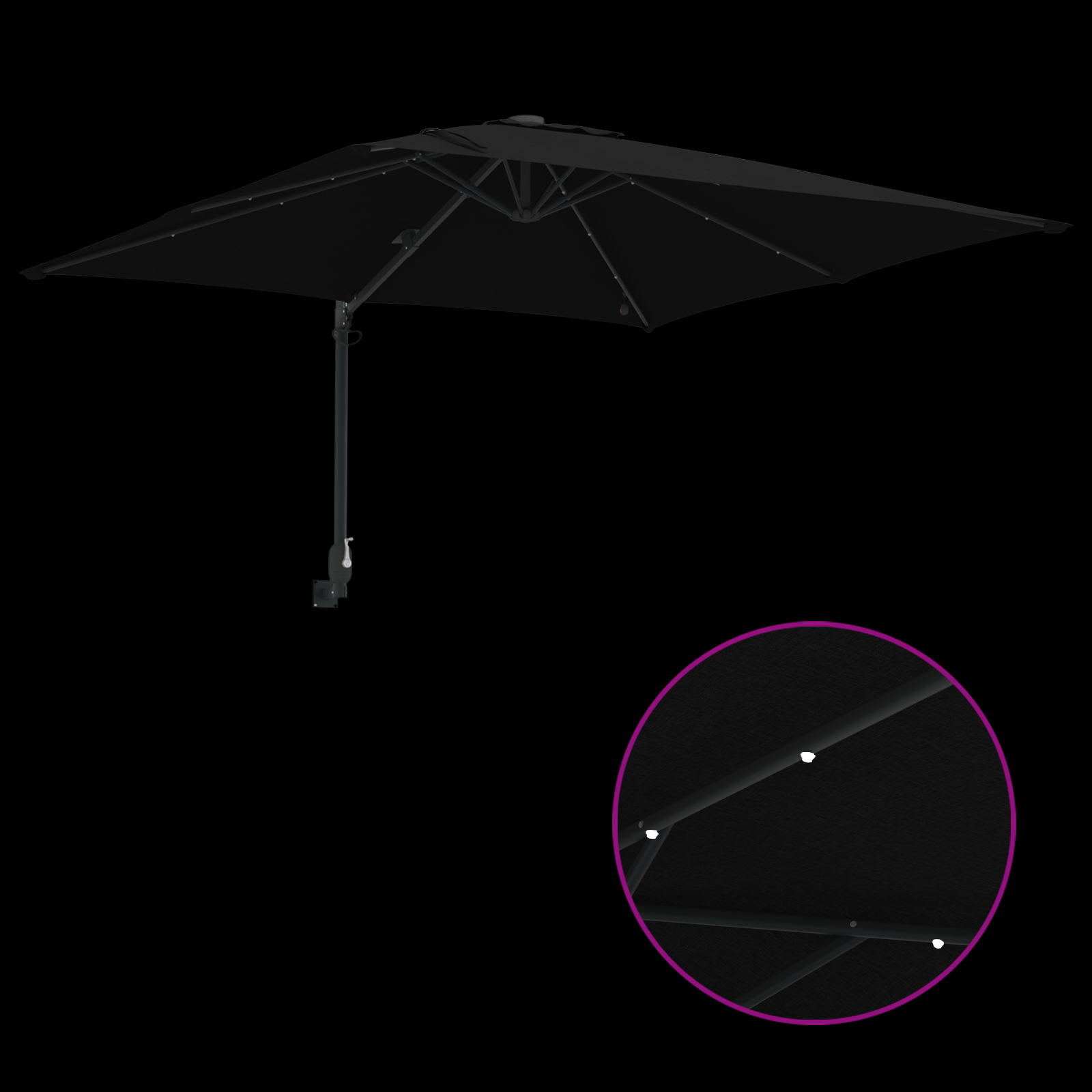 Parasol de Grădină Negru 248.5 x 247.5 x 160 cm țesătură GartenMobel Dekor