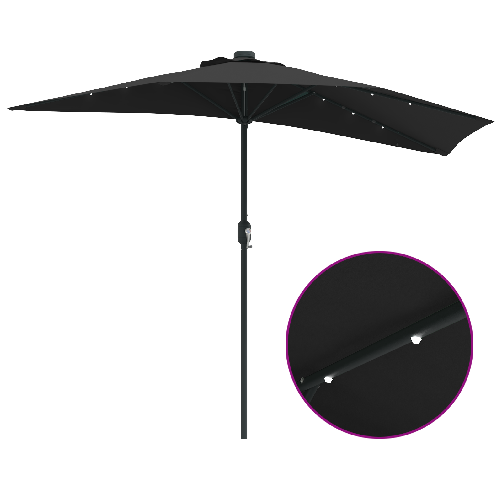 Parasol de Grădină Negru 294 x 150 x 224 cm țesătură GartenMobel Dekor