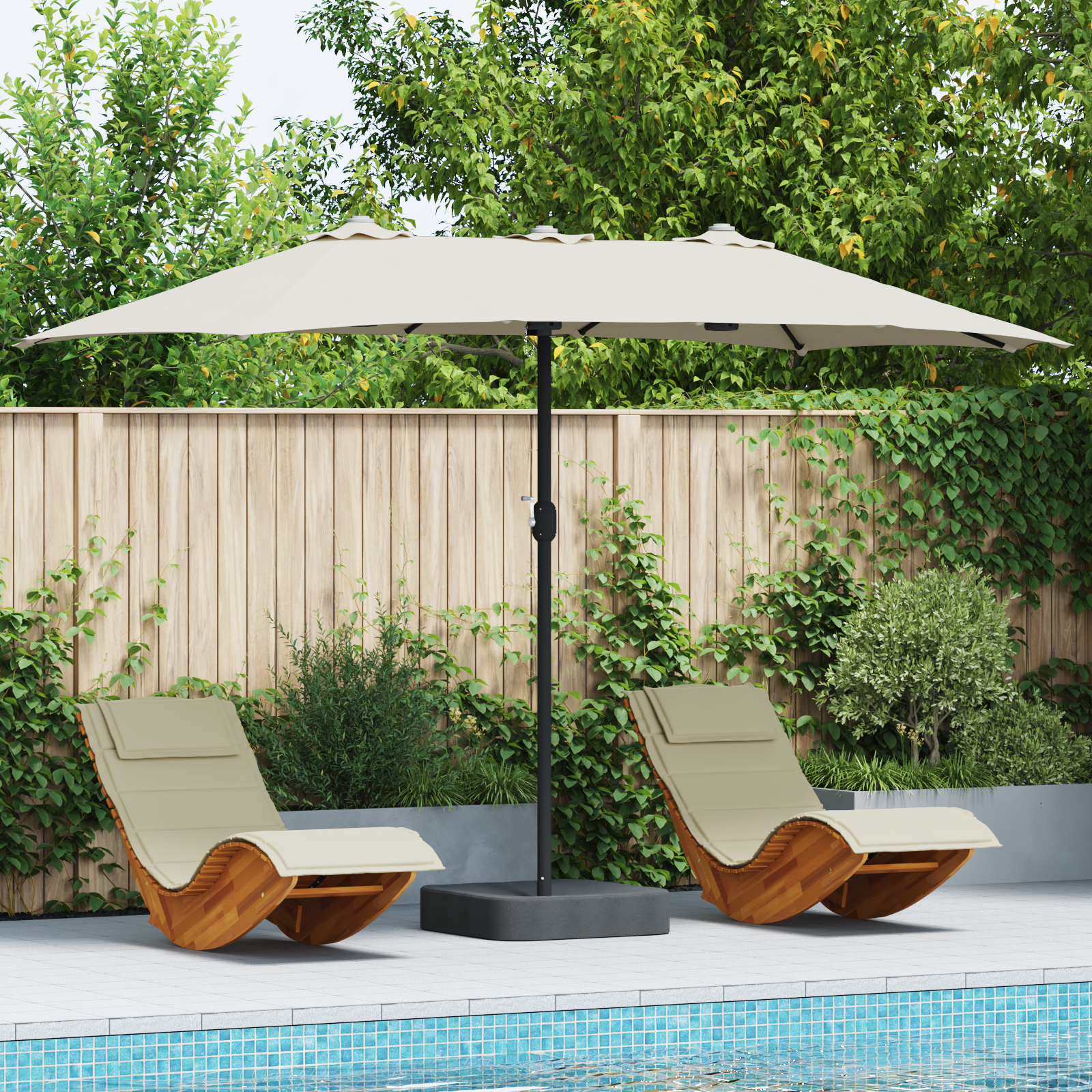 Parasol de Grădină Nisipiu 385 x 209 x 244 cm țesătură GartenMobel Dekor