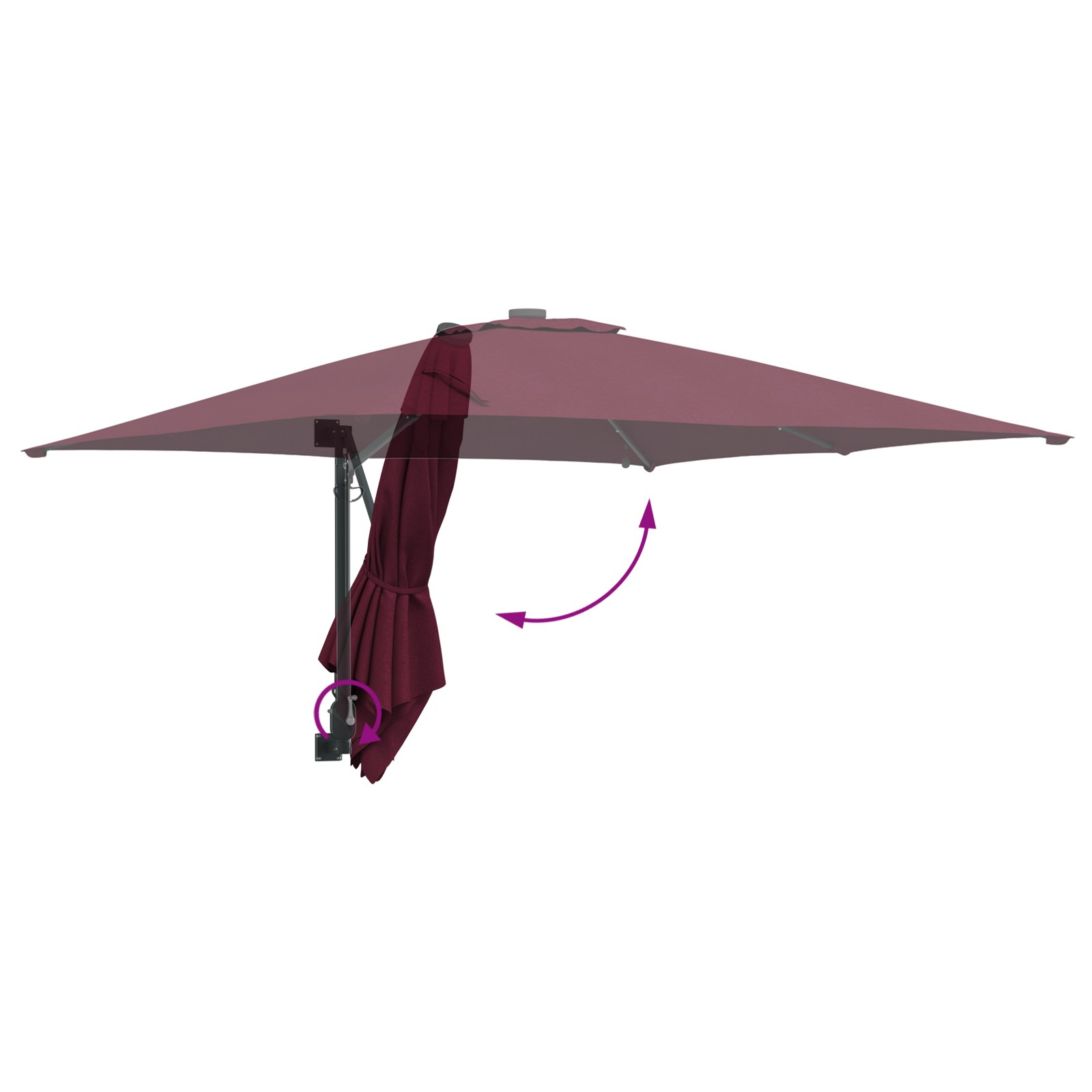 Parasol de Grădină Roșu bordo 248.5 x 247.5 x 160 cm țesătură GartenMobel Dekor