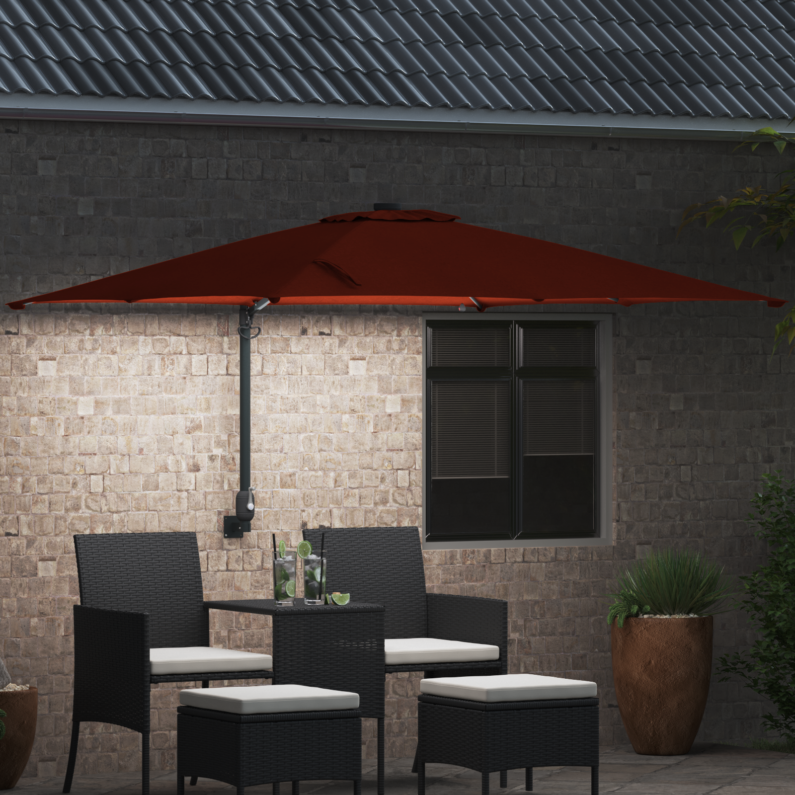 Parasol de Grădină Terracota 248.5 x 247.5 x 160 cm țesătură GartenMobel Dekor