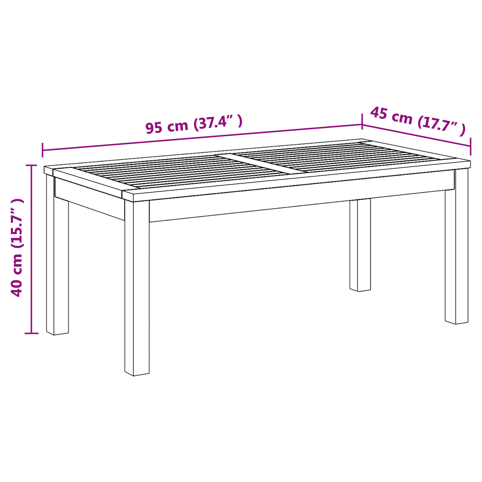 Masă de Grădină Maro 95 x 45 x 40 cm Lemn masiv de tec GartenMobel Dekor