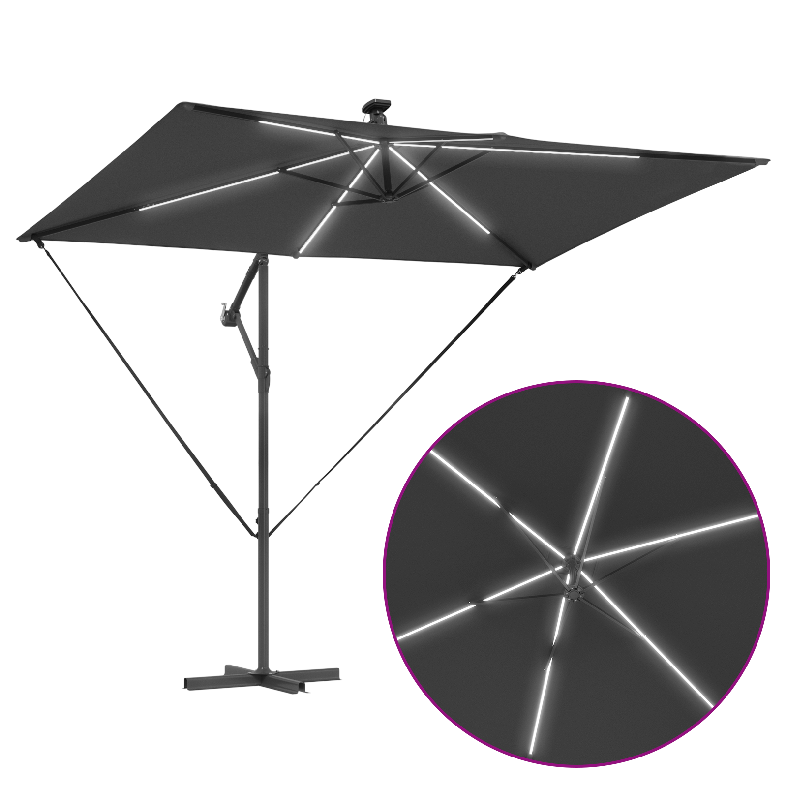 Parasol banana cu brațe cu blocare Antracit 294 x 200 x 254 cm GartenMobel Dekor