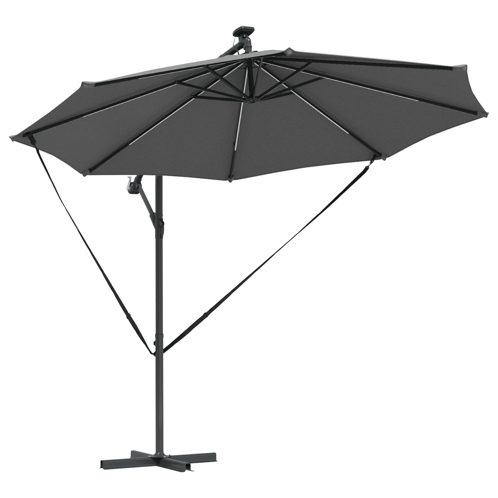 Parasol banana cu brațe cu blocare Antracit 294 x 294 x 248 cm GartenMobel Dekor