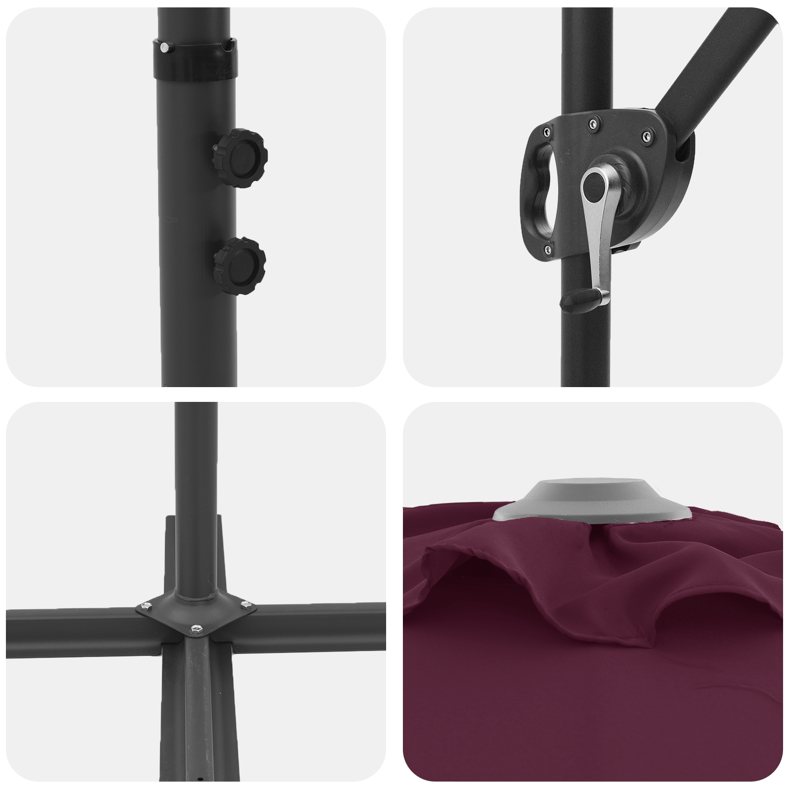 Parasol cu braț cantilever pentru grădină Roșu bordo mare GartenMobel Dekor