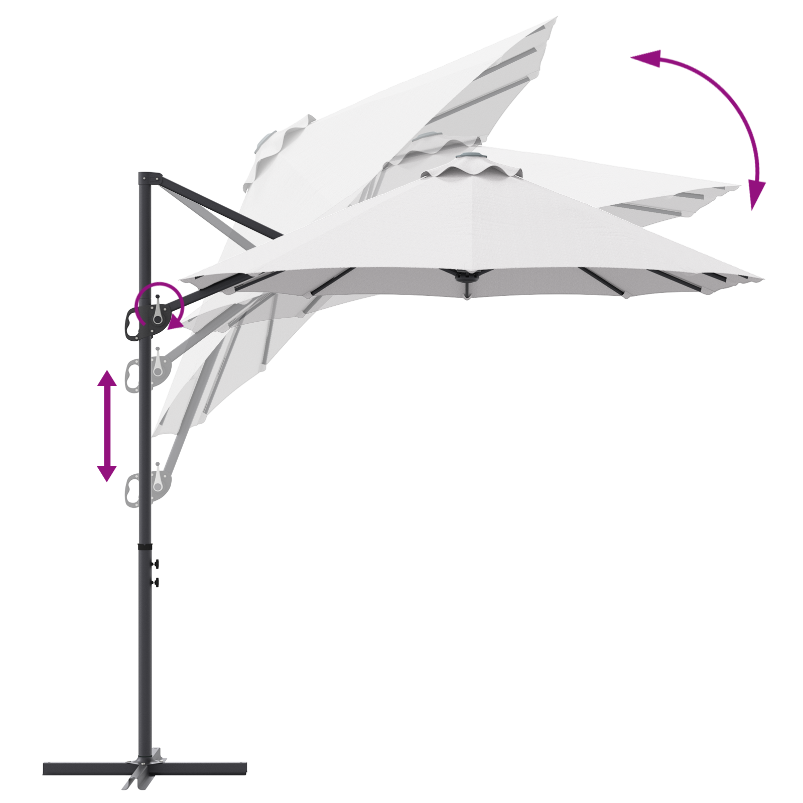 Parasol cu braț cantilever pentru grădină cu blocare Nisipiu GartenMobel Dekor