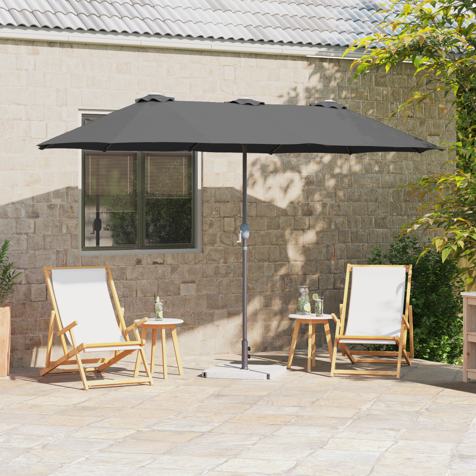 Parasol de Grădină Antracit 380 x 196 x 235 cm GartenMobel Dekor