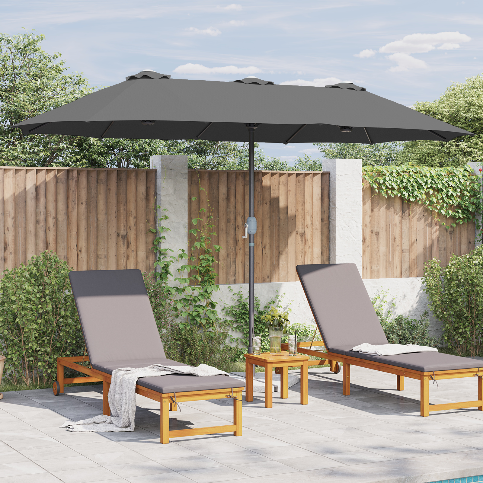 Parasol de Grădină Antracit 380 x 196 x 235 cm GartenMobel Dekor