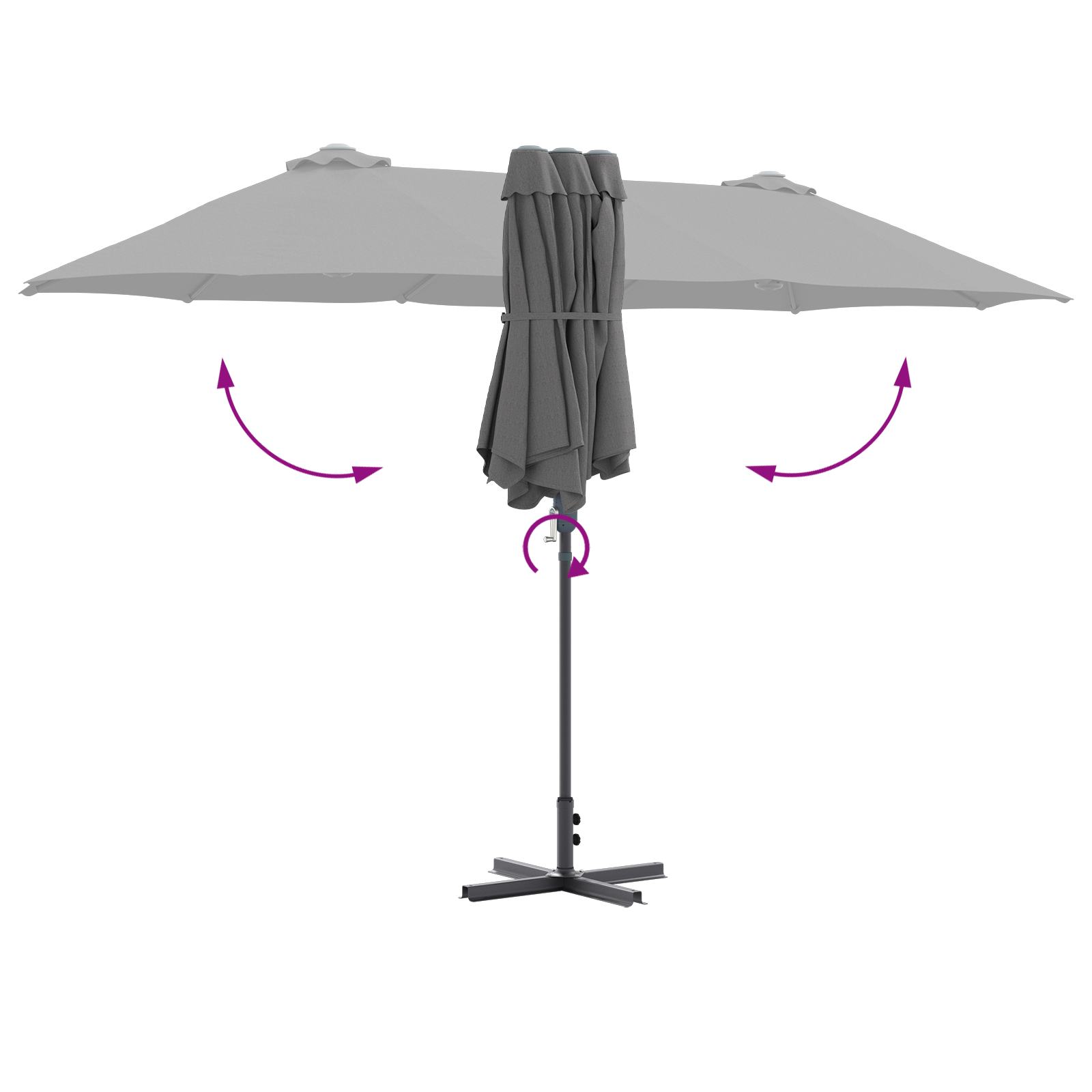 Parasol de Grădină Antracit 380 x 196 x 235 cm GartenMobel Dekor