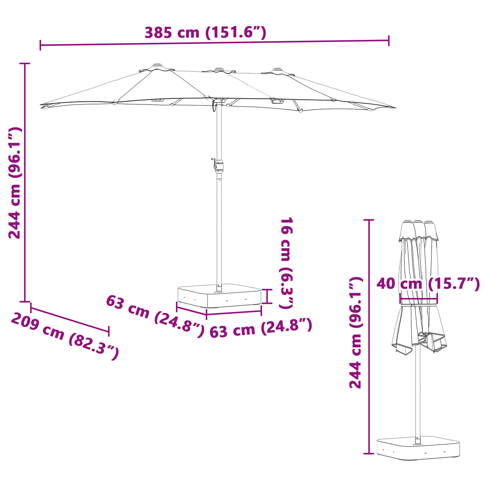 Parasol de Grădină Antracit 385 x 209 x 244 cm țesătură GartenMobel Dekor