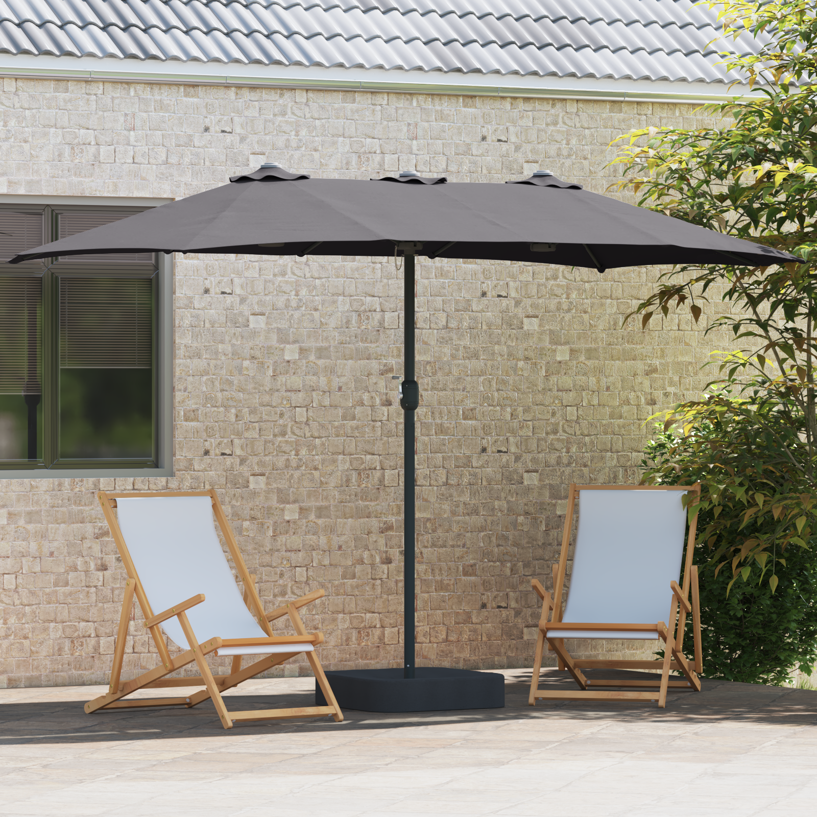 Parasol de Grădină Antracit 385 x 209 x 244 cm țesătură GartenMobel Dekor