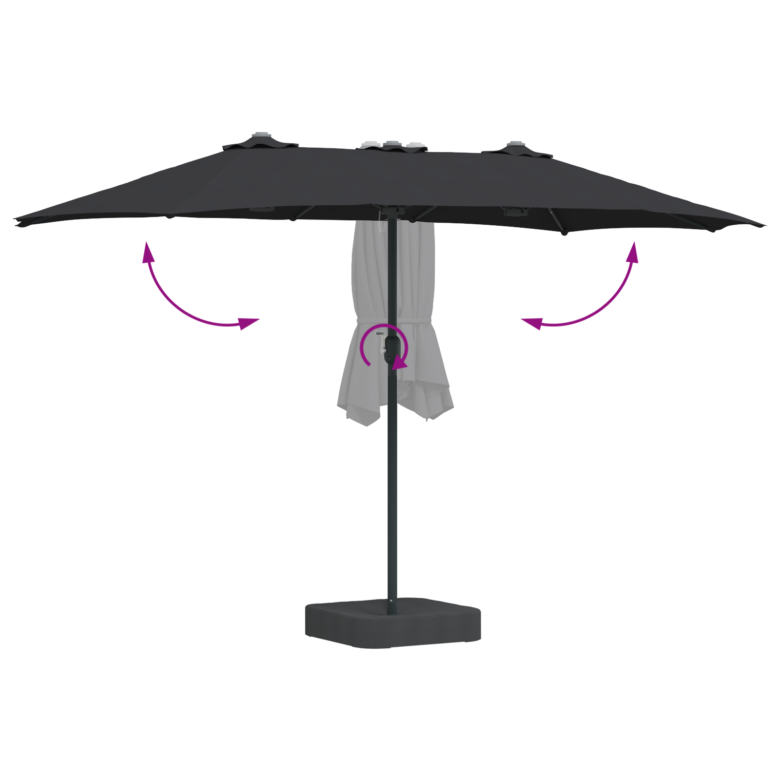 Parasol de Grădină Negru 385 x 209 x 244 cm țesătură GartenMobel Dekor
