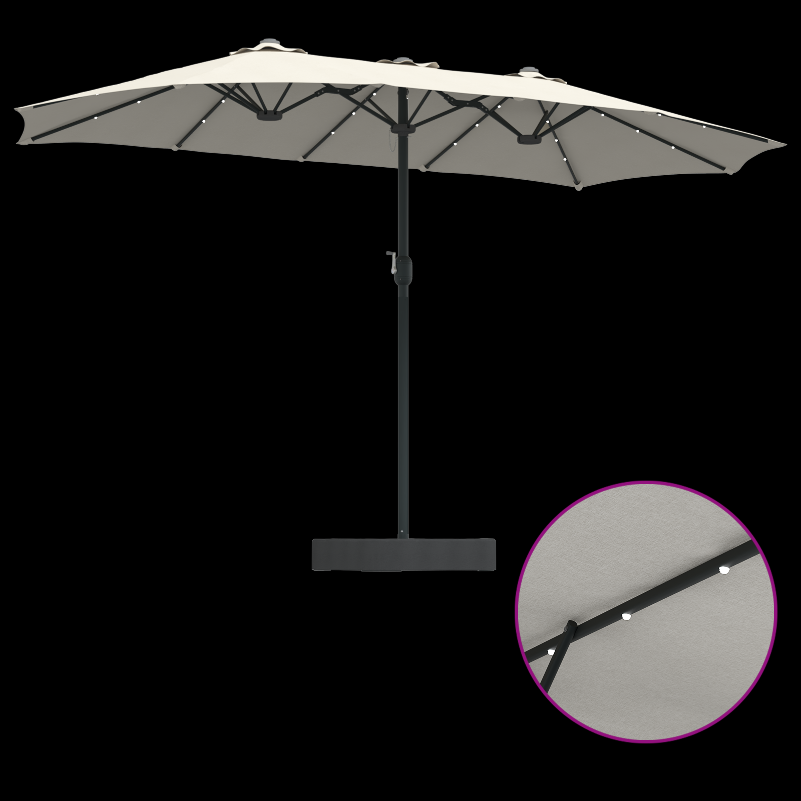 Parasol de Grădină Nisipiu 385 x 209 x 244 cm țesătură GartenMobel Dekor