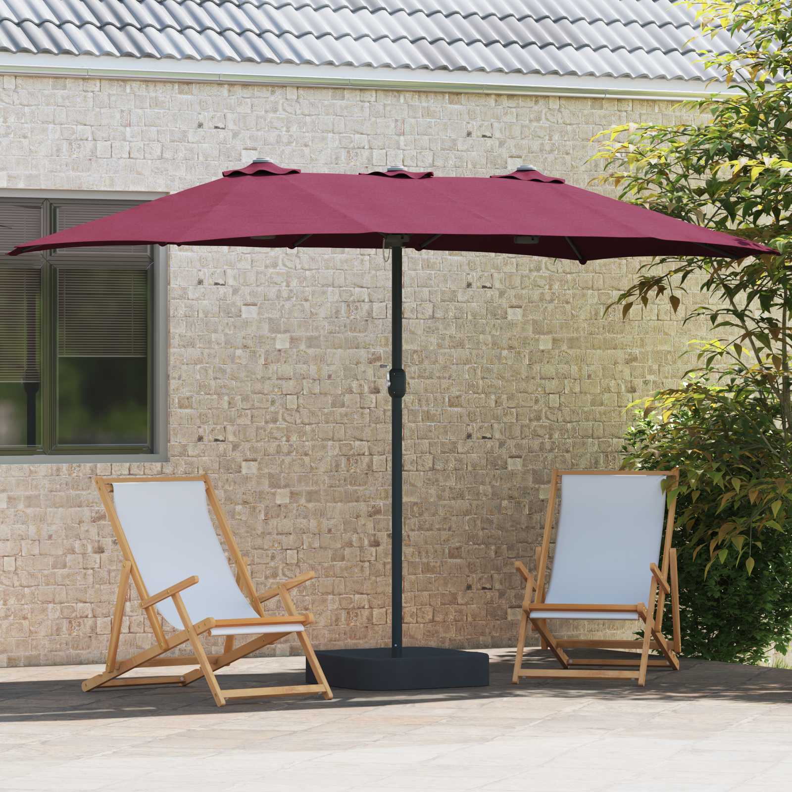 Parasol de Grădină Roșu bordo 385 x 209 x 244 cm țesătură GartenMobel Dekor