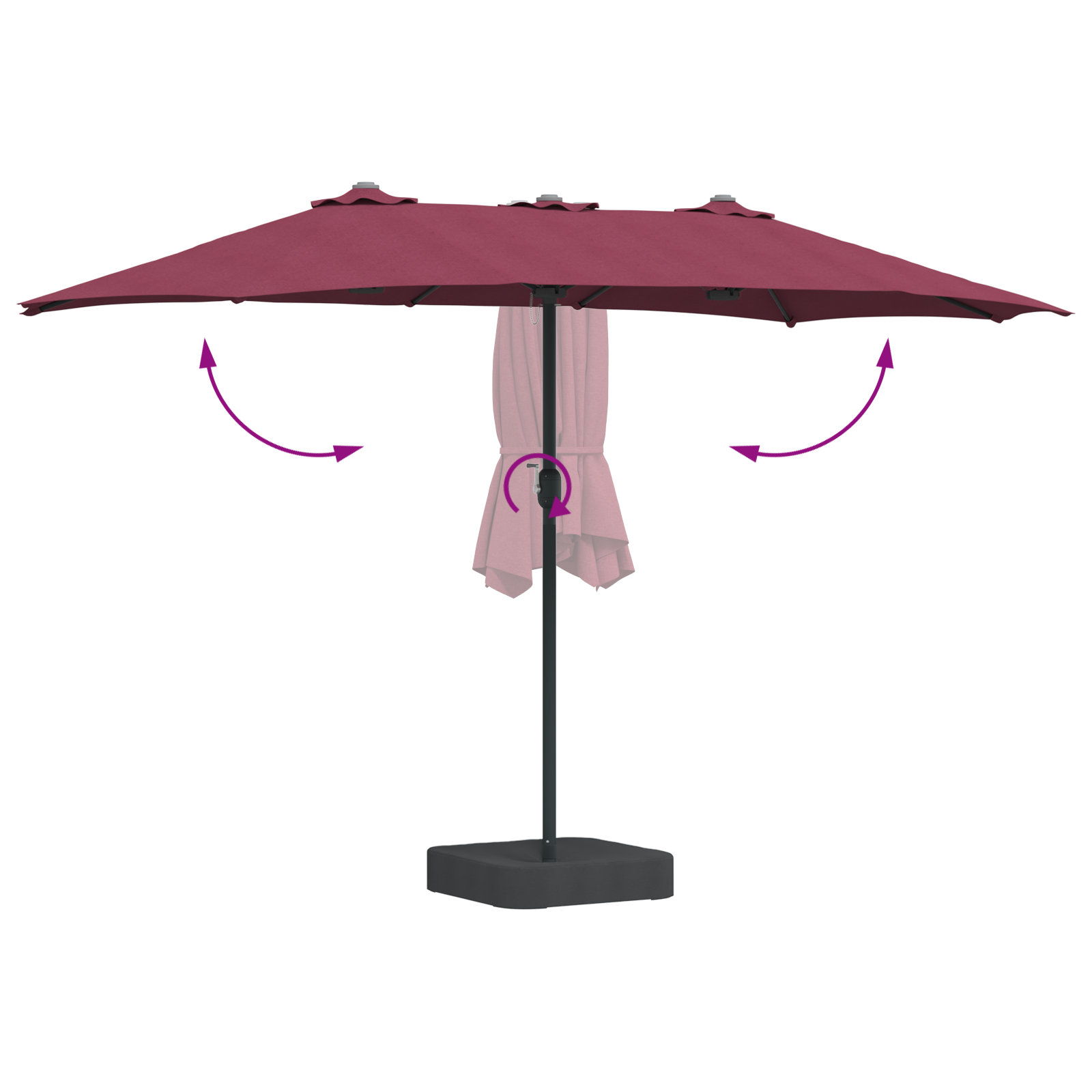 Parasol de Grădină Roșu bordo 385 x 209 x 244 cm țesătură GartenMobel Dekor