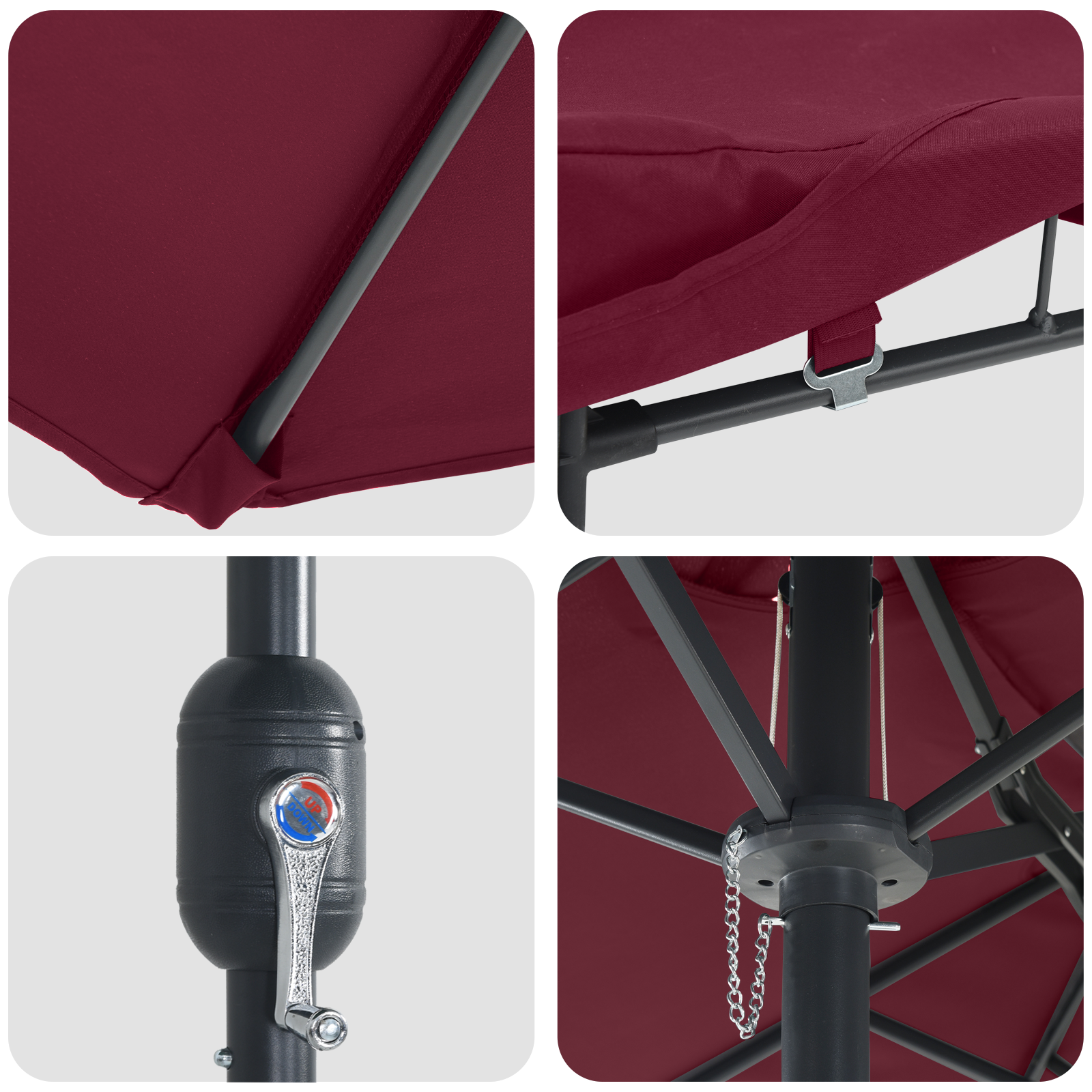 Parasol de Grădină Roșu bordo 385 x 209 x 244 cm țesătură GartenMobel Dekor