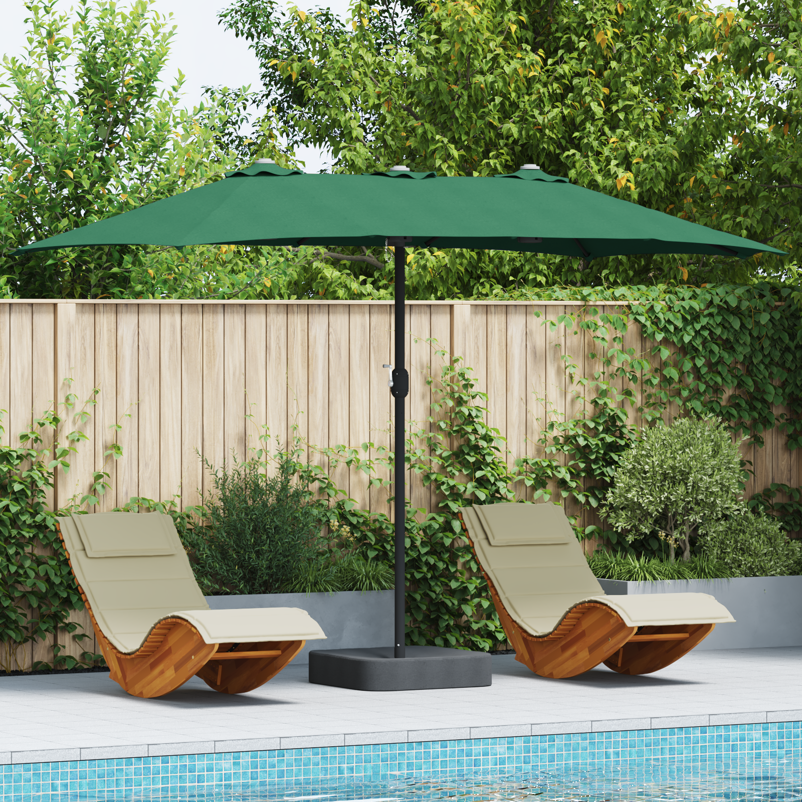 Parasol de Grădină Verde 385 x 209 x 244 cm țesătură GartenMobel Dekor