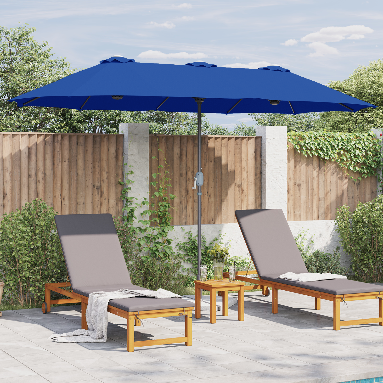 Parasol de Grădină albastru 380 x 196 x 235 cm GartenMobel Dekor