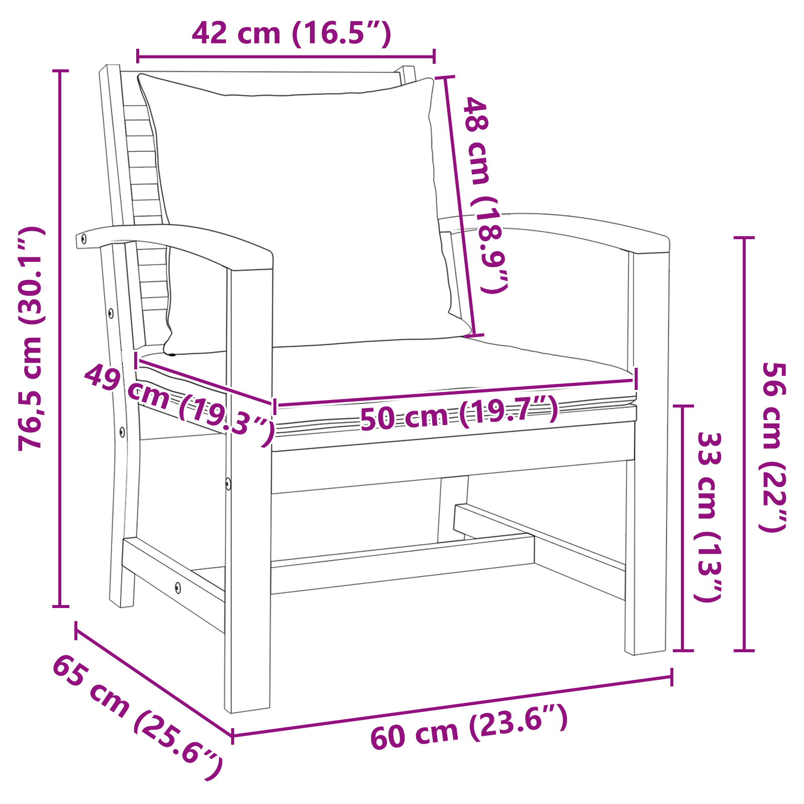 Scaune de grădină 2 pcs Maro 60 x 65 x 76.5 cm GartenMobel Dekor