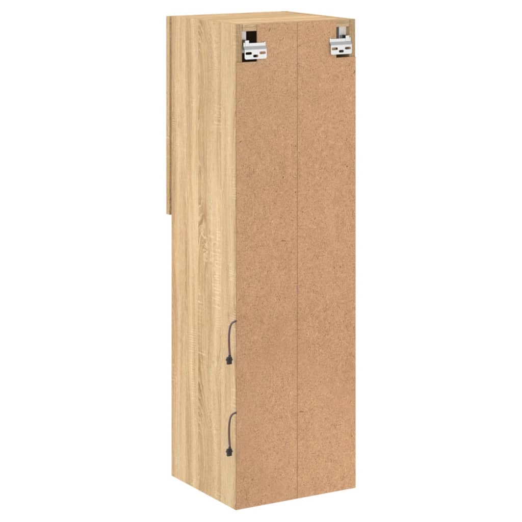 Comode TV cu lumini LED, 2 buc., stejar sonoma, 30,5x30x102 cm GartenMobel Dekor