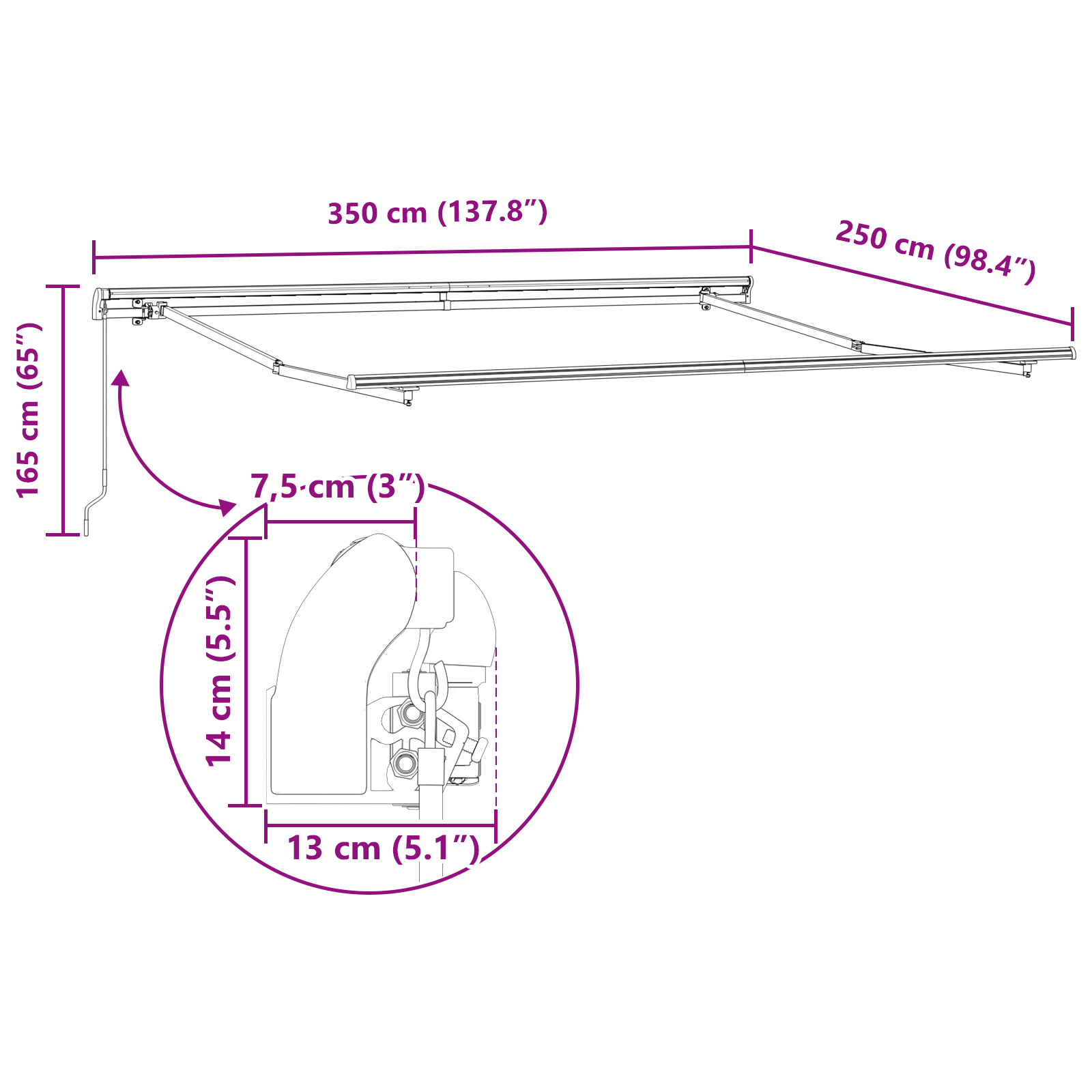 Cortina Retractabilă Portocalie și maro 350 x 250 cm țesătură GartenMobel Dekor