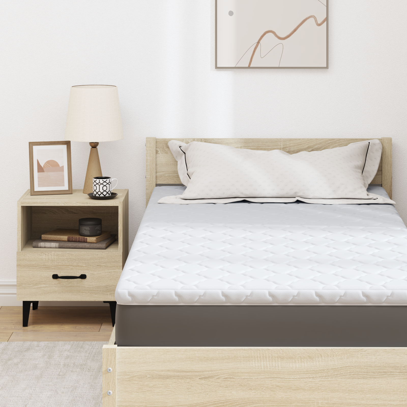 Păturile pentru saltea Alb 100 x 200 cm Polyester fără adeziv GartenMobel Dekor