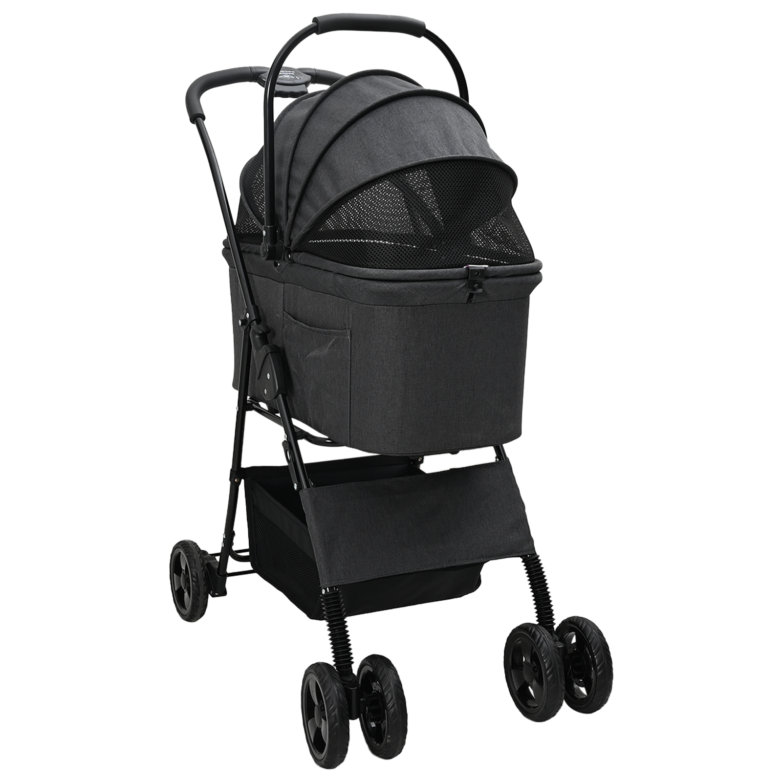 Carucior pentru Pisici Pliante Ajustabil Negru 81 x 47 x 99 cm GartenMobel Dekor