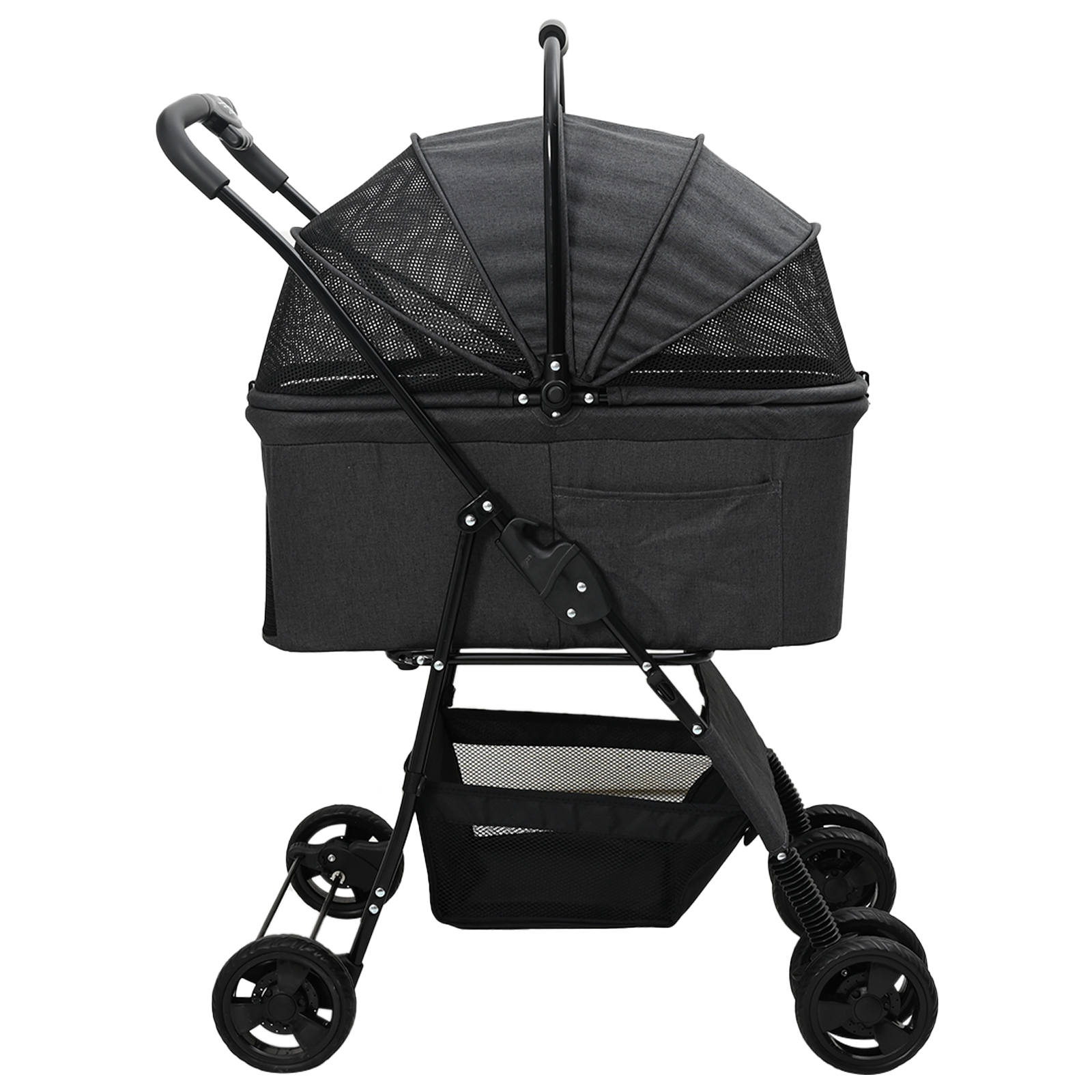 Carucior pentru Pisici Pliante Ajustabil Negru 81 x 47 x 99 cm GartenMobel Dekor