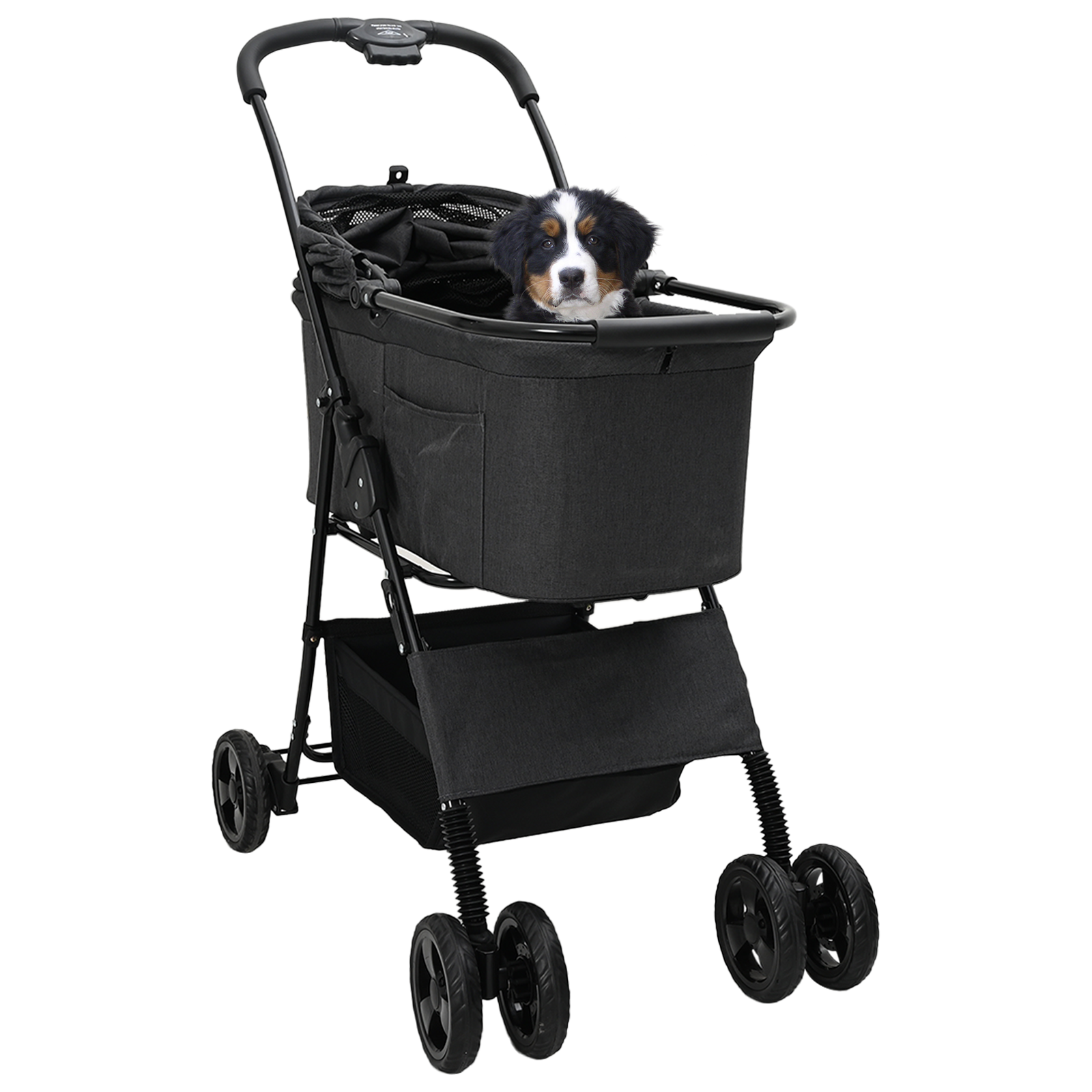 Carucior pentru Pisici Pliante Ajustabil Negru 81 x 47 x 99 cm GartenMobel Dekor