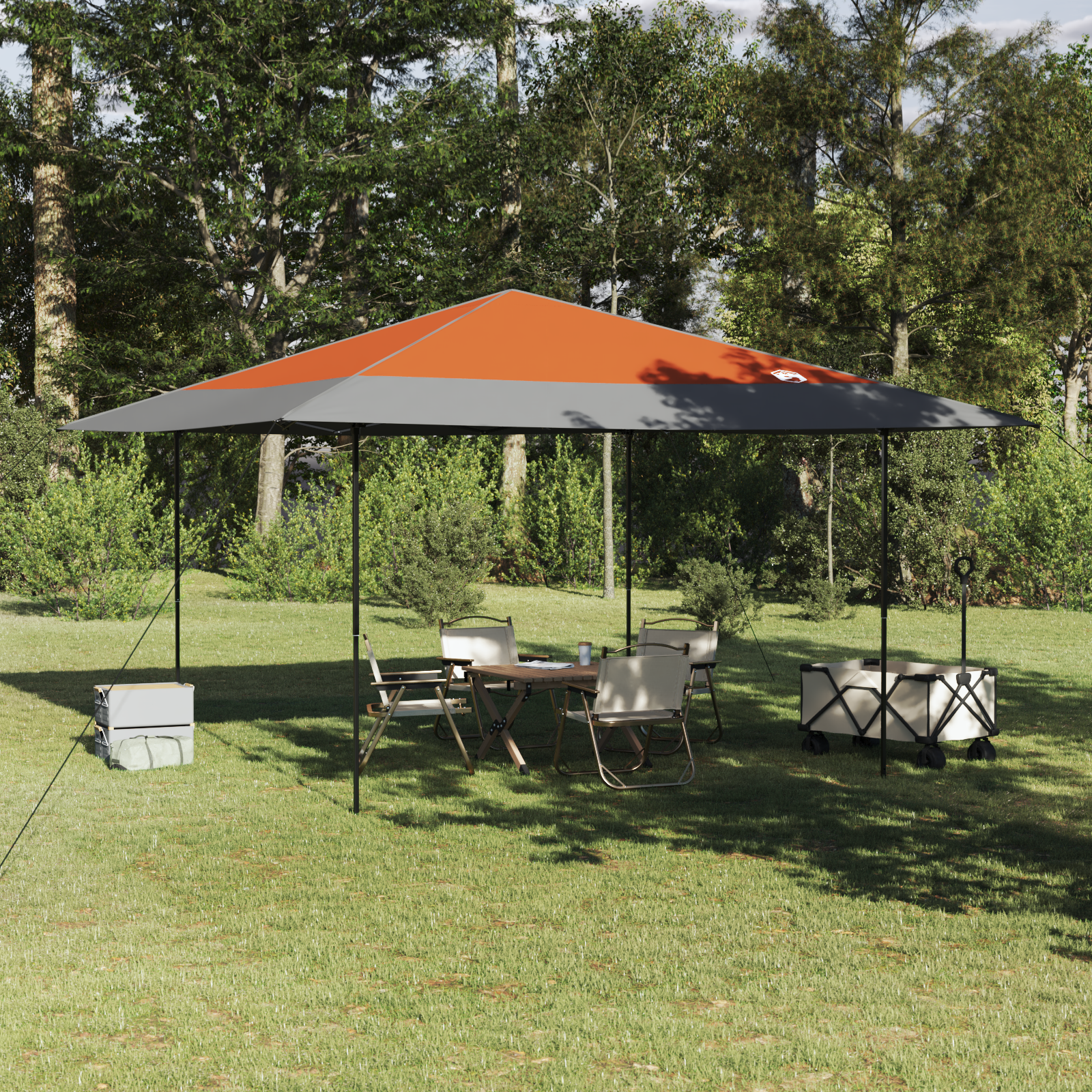 Cort cu Copertină Portocaliu 400 x 400 x 227 / 236 / 245 cm GartenMobel Dekor
