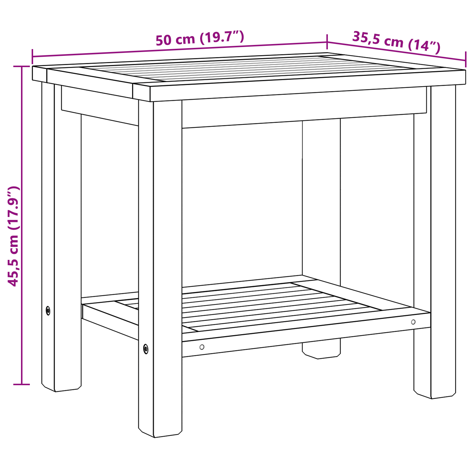 Masă de cafea Maro 50 x 35 x 45 cm Lemn masiv de tec GartenMobel Dekor